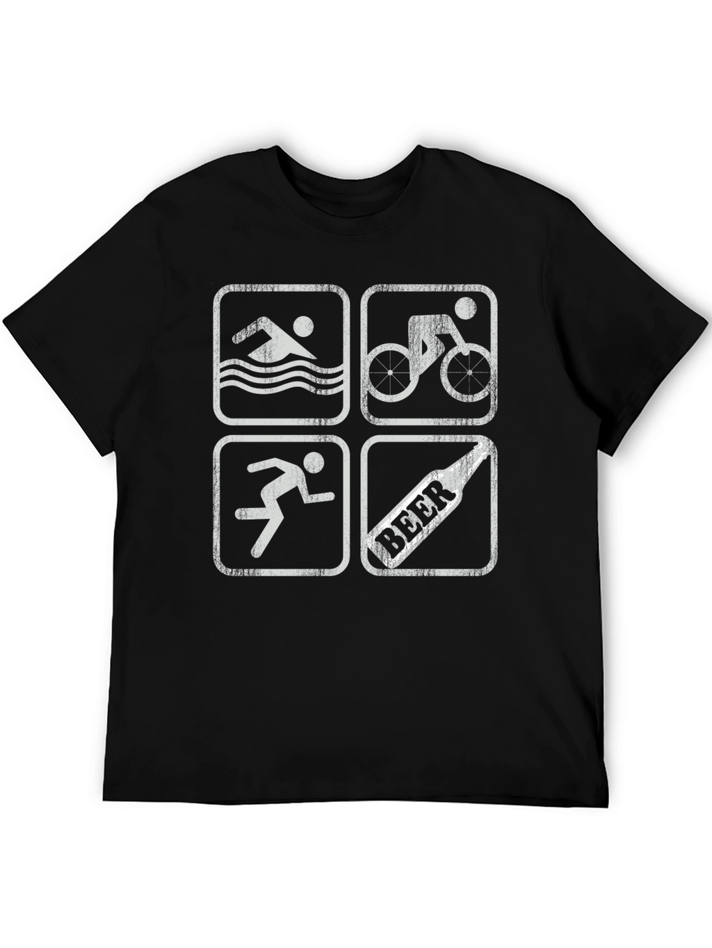 Triathlon Swimmer Biker Runner Beer Black T-Shirt