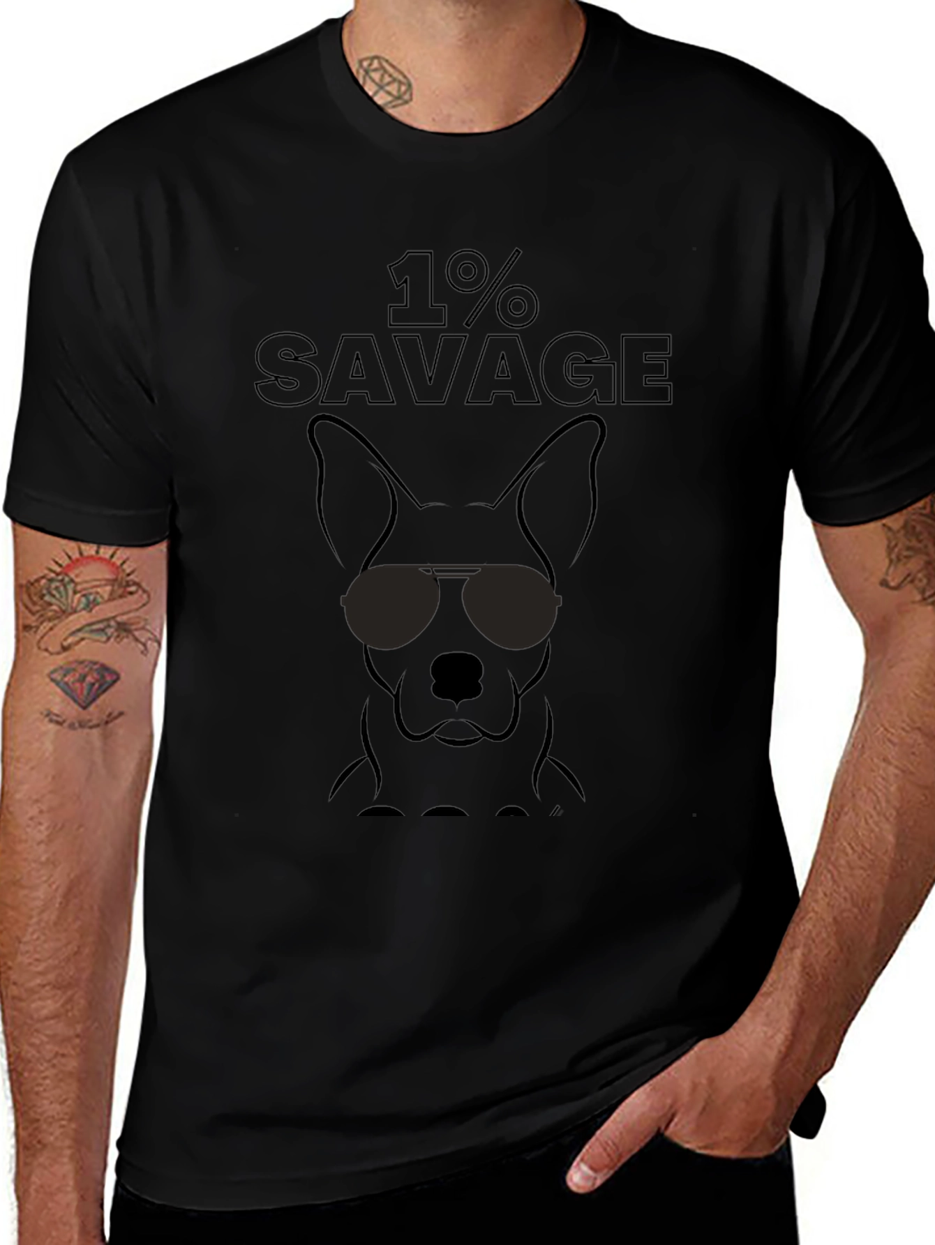 1% Savage Dog T-Shirt - Cool Canine Tee