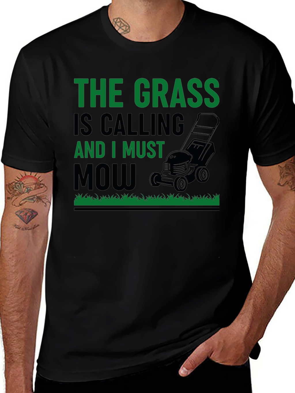 Funny Lawn Mowing T-Shirt - The Grass Is Calling
