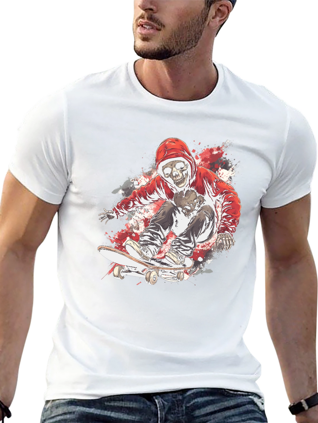 Skate Skeleton T-Shirt - Cool Graphic Tee