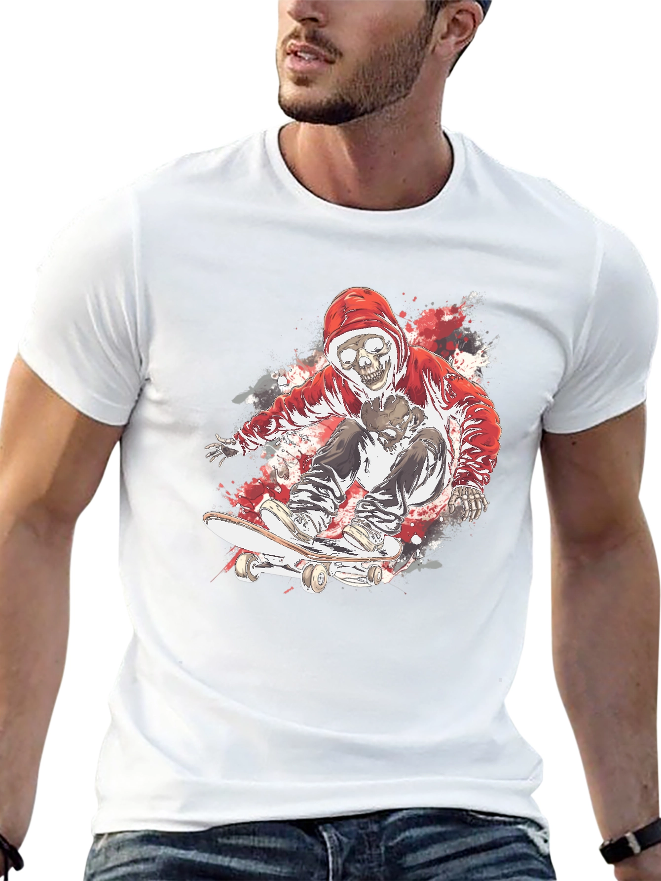 Skate Skeleton T-Shirt - Cool Graphic Tee