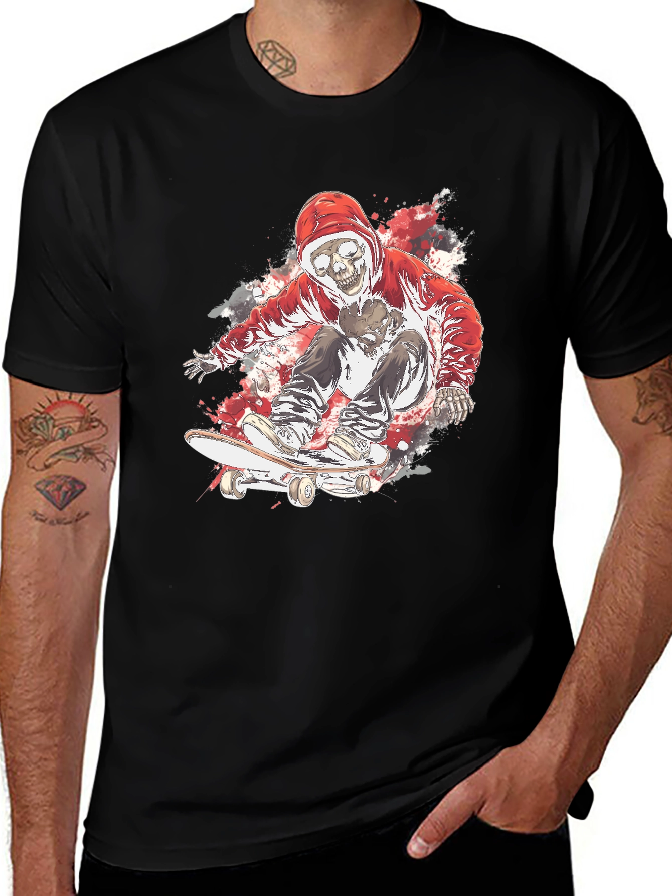 Skate Skeleton T-Shirt - Cool Graphic Tee