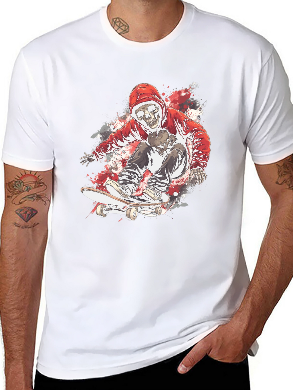 Skate Skeleton T-Shirt - Cool Graphic Tee
