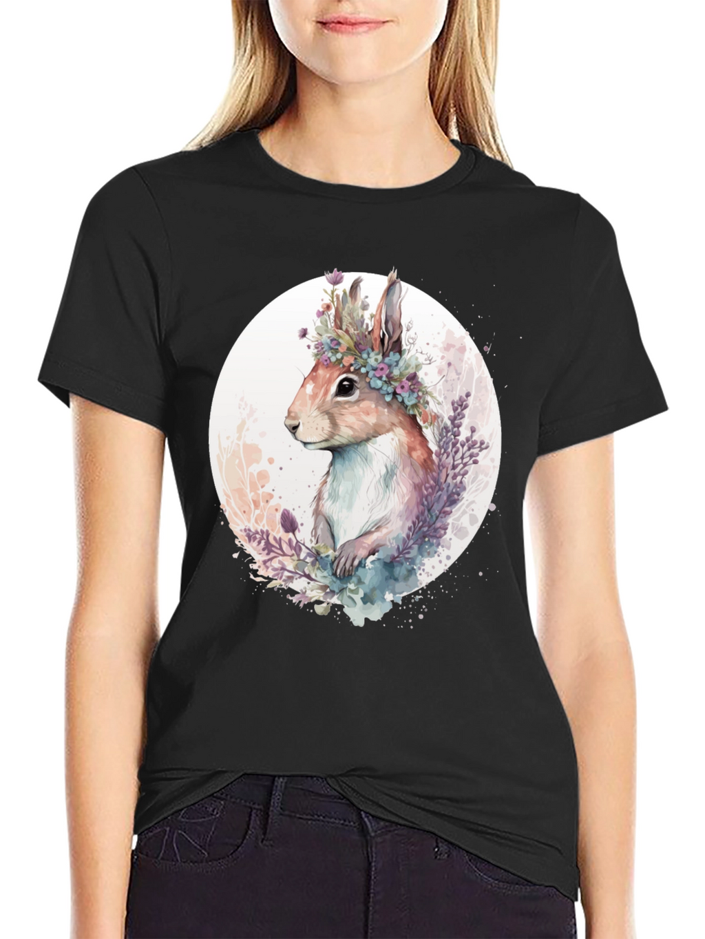 Floral Crown Rabbit Graphic Tee