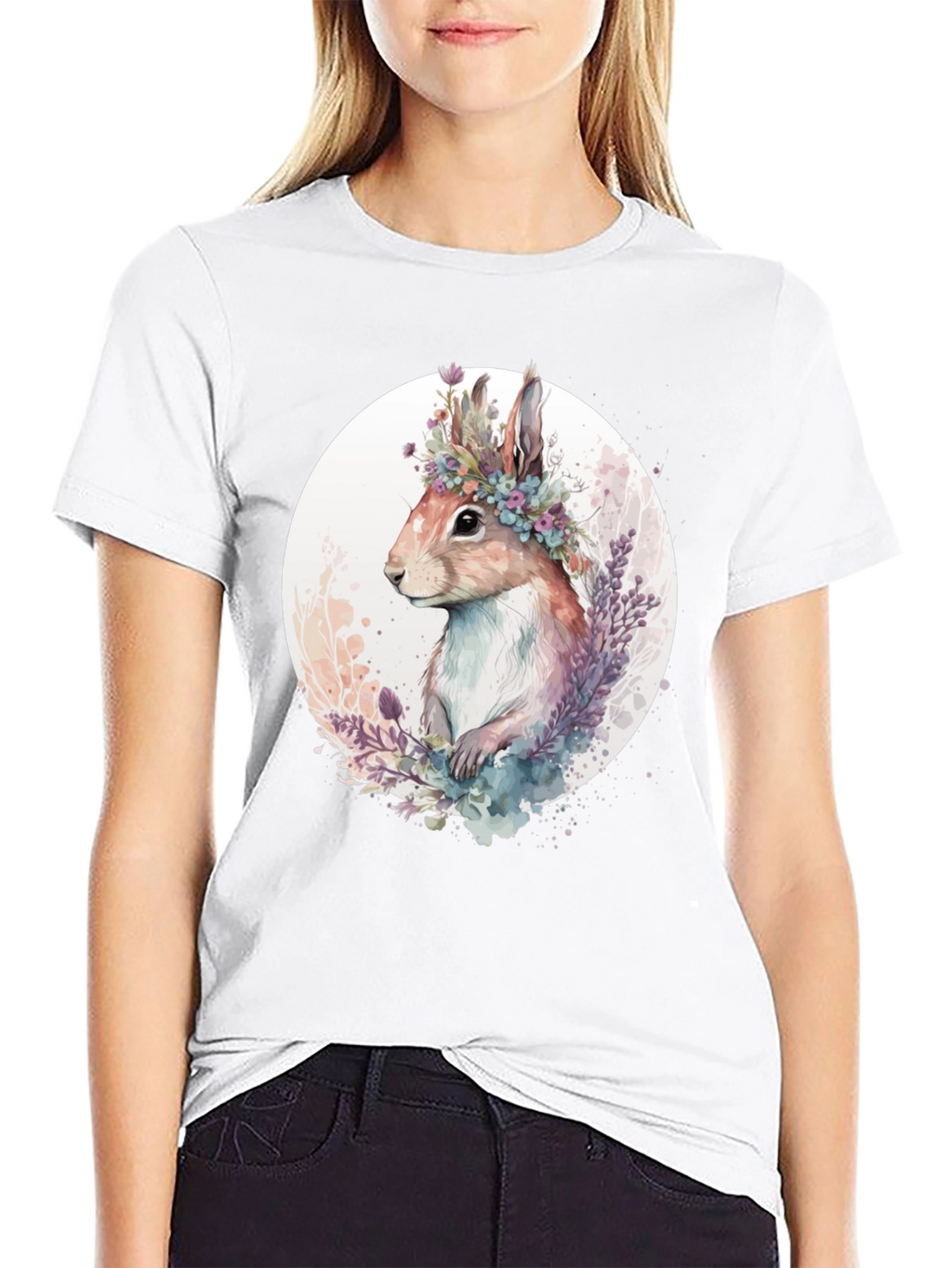 Floral Crown Rabbit Graphic Tee