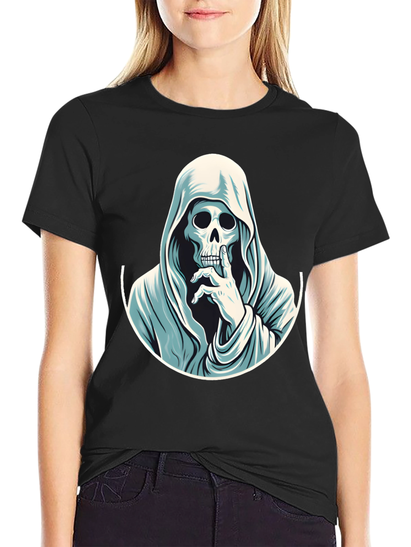 Grim Reaper Shhh! Graphic Tee - Mens Black T-Shirt