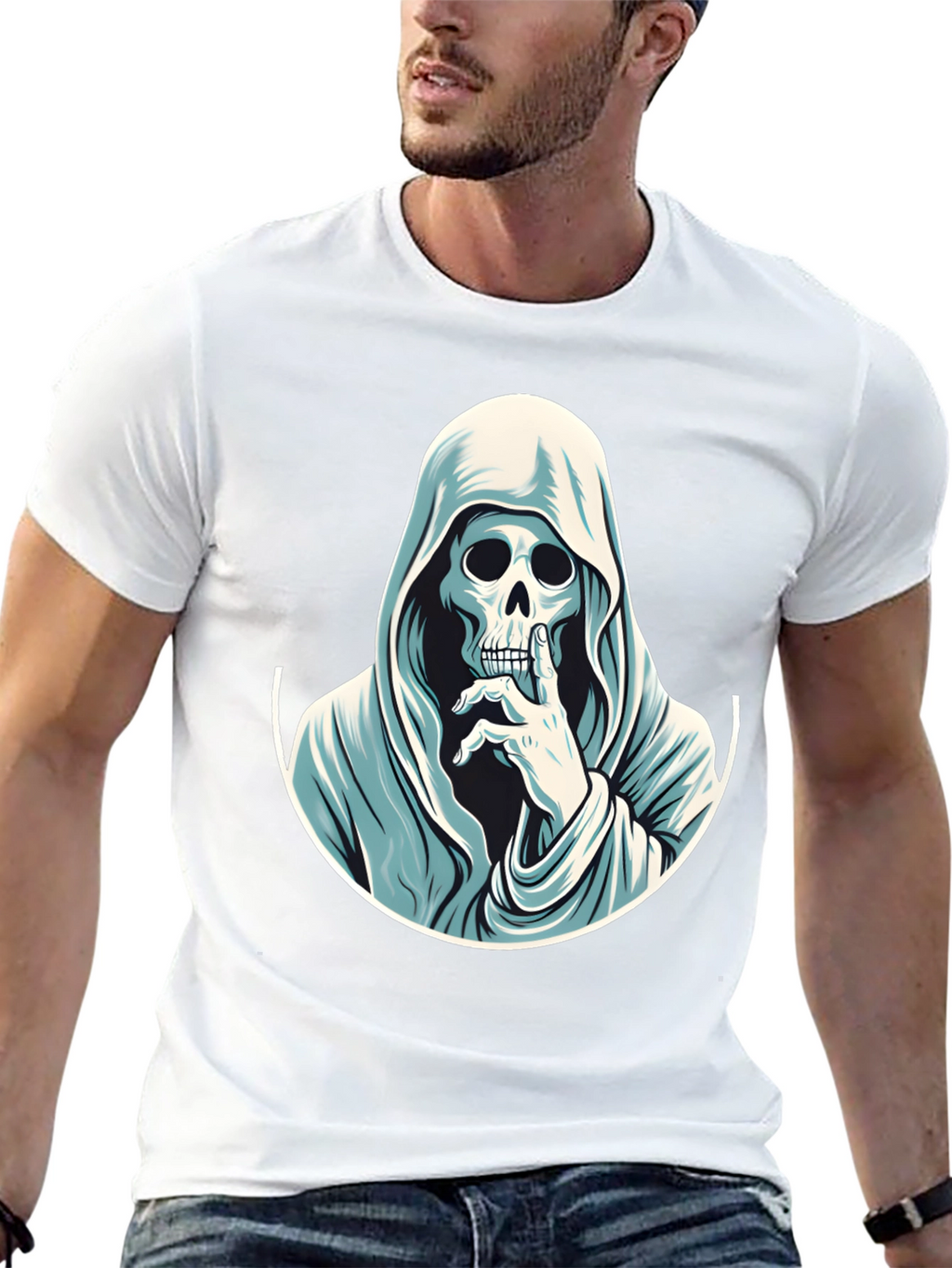 Grim Reaper Shhh! Graphic Tee - Mens Black T-Shirt