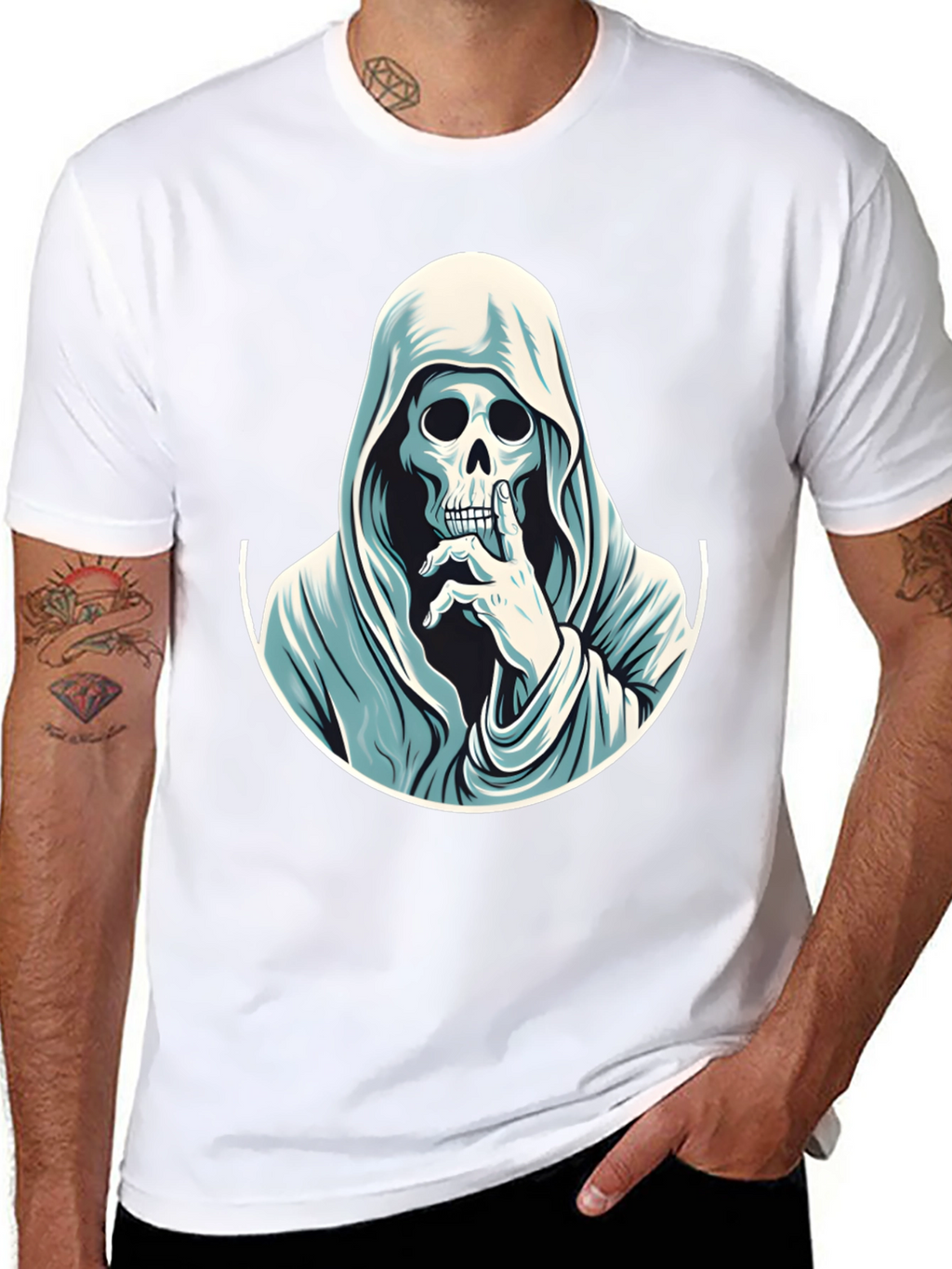 Grim Reaper Shhh! Graphic Tee - Mens Black T-Shirt