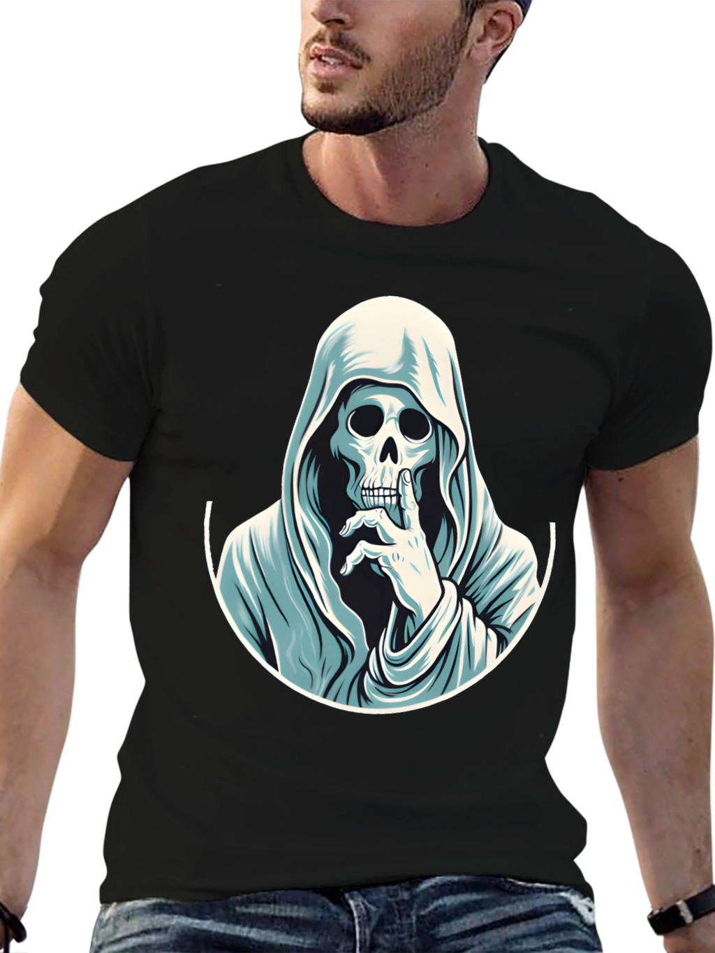 Grim Reaper Shhh! Graphic Tee - Mens Black T-Shirt