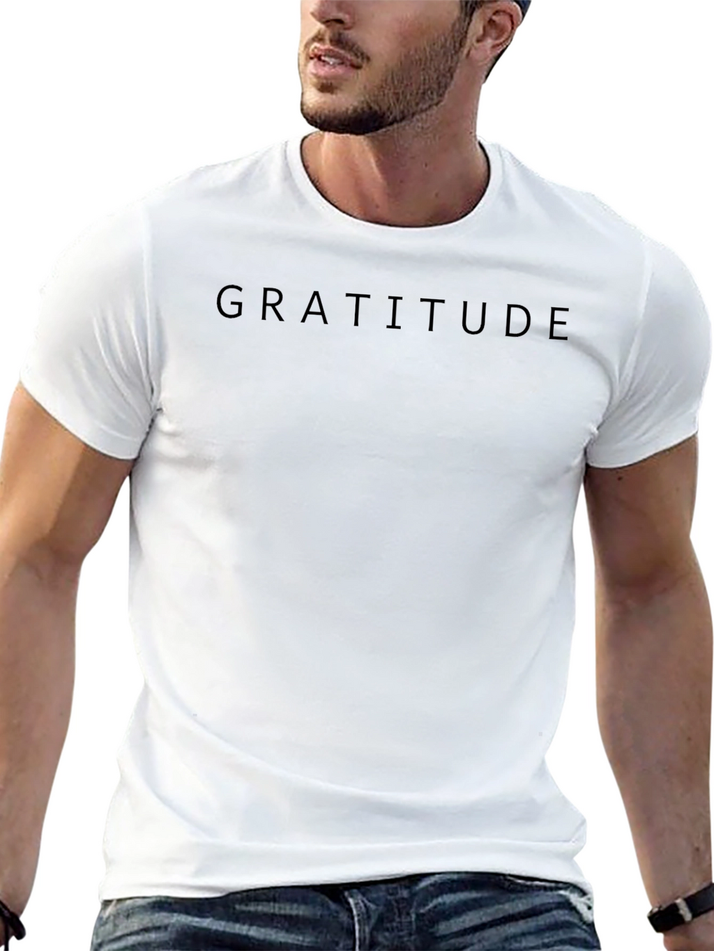 Gratitude Tee - Minimalist Black Cotton T-Shirt