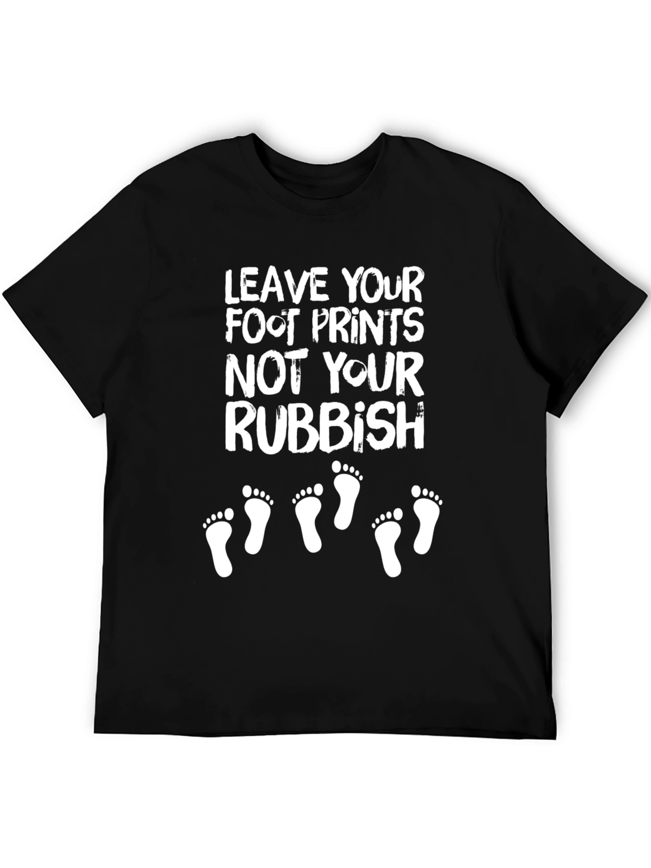 Leave Footprints Black Graphic T-Shirt