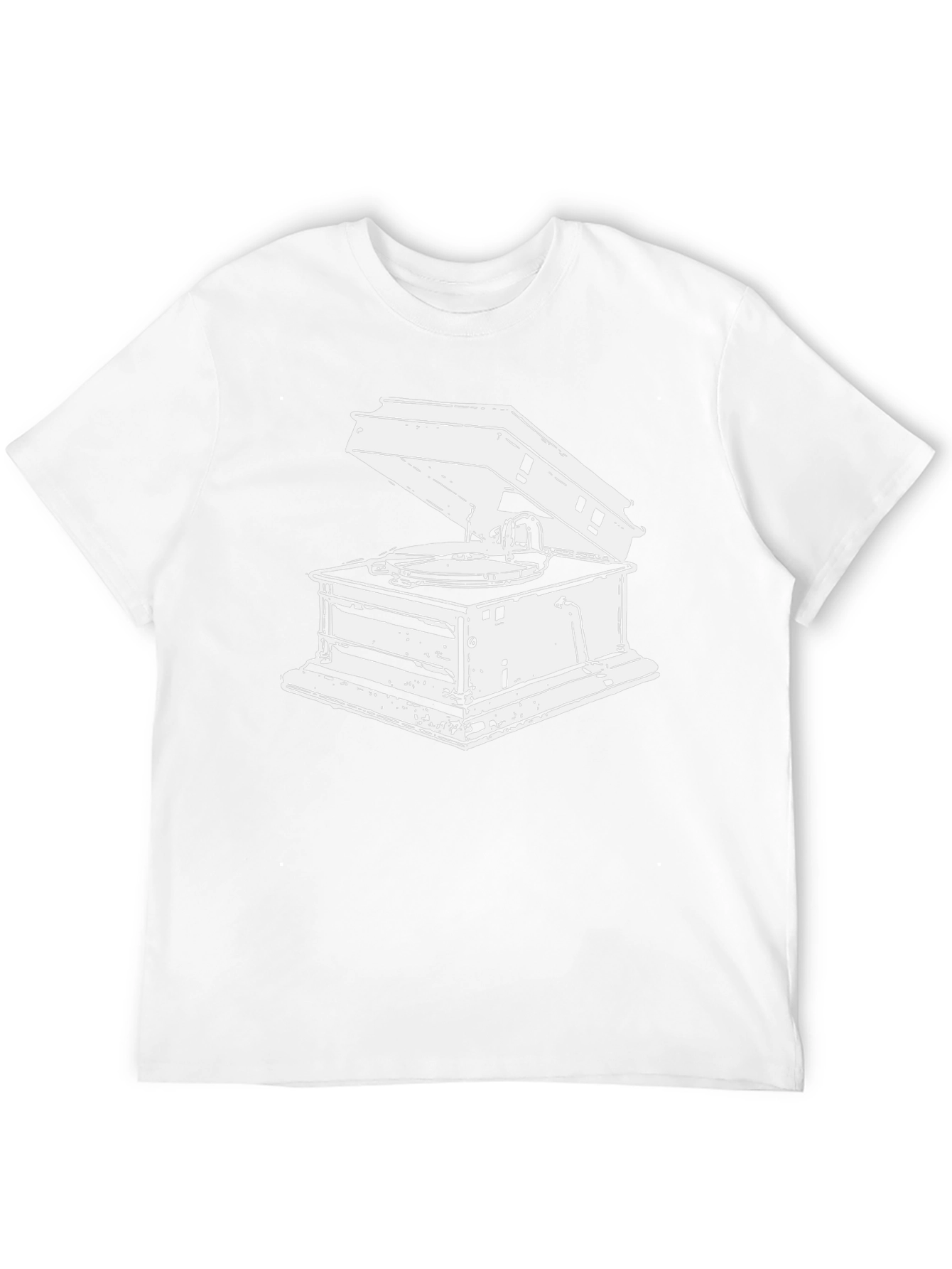 Vintage Gramophone Graphic Tee - Black Cotton T-Shirt