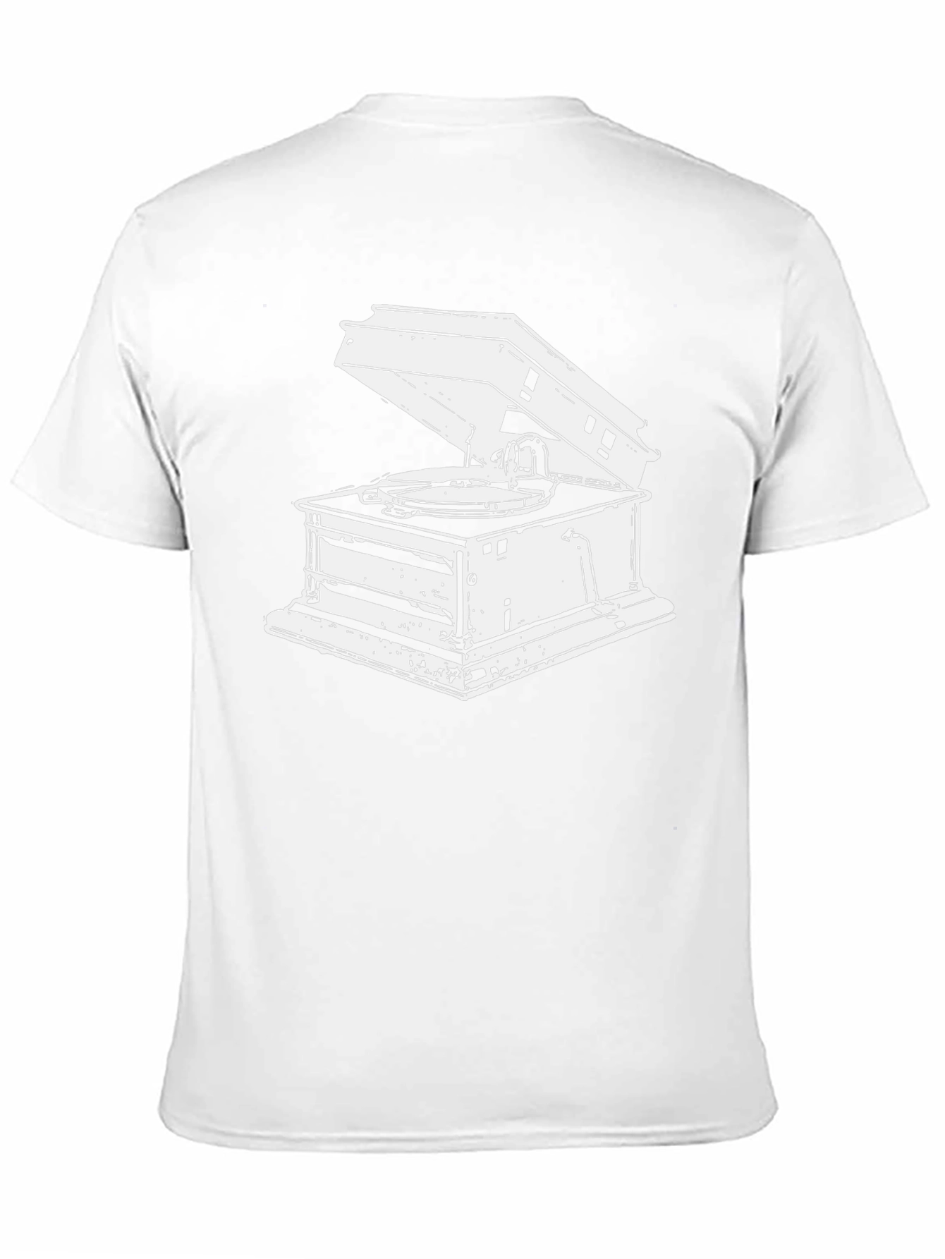 Vintage Gramophone Graphic Tee - Black Cotton T-Shirt