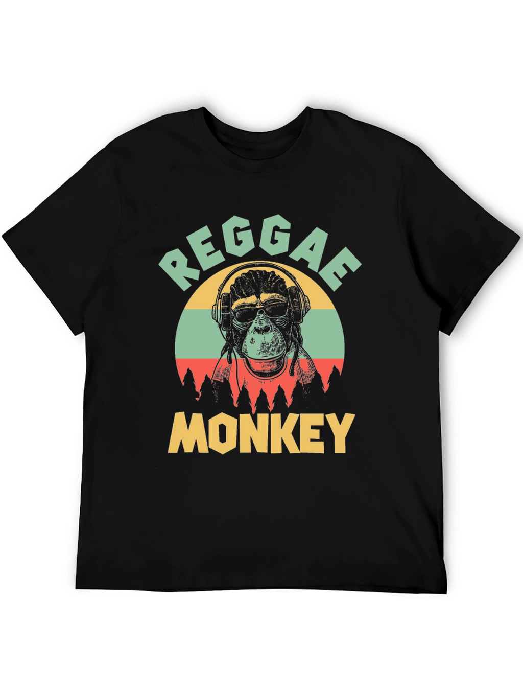 Reggae Monkey Graphic T-Shirt - Black