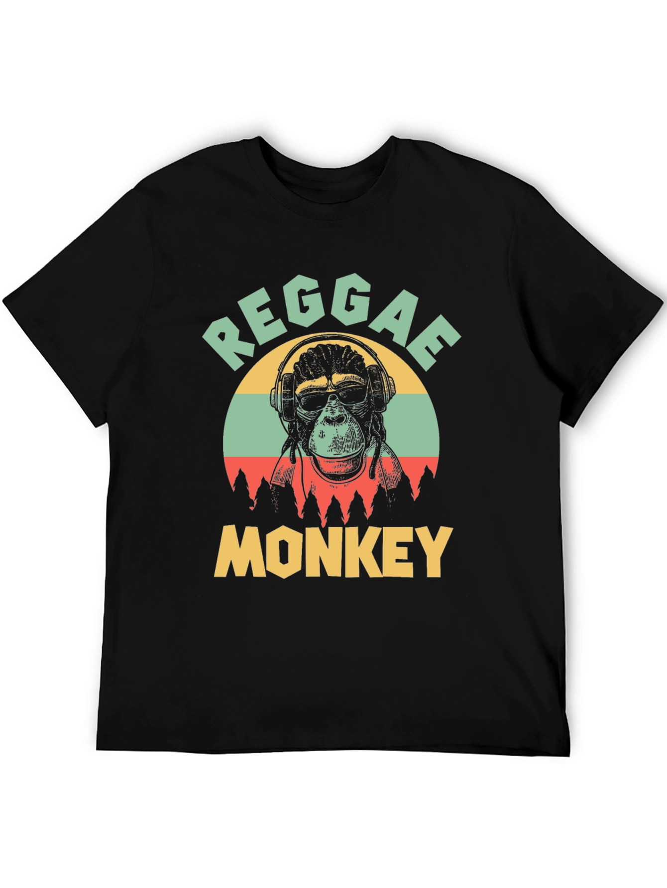 Reggae Monkey Graphic T-Shirt - Black
