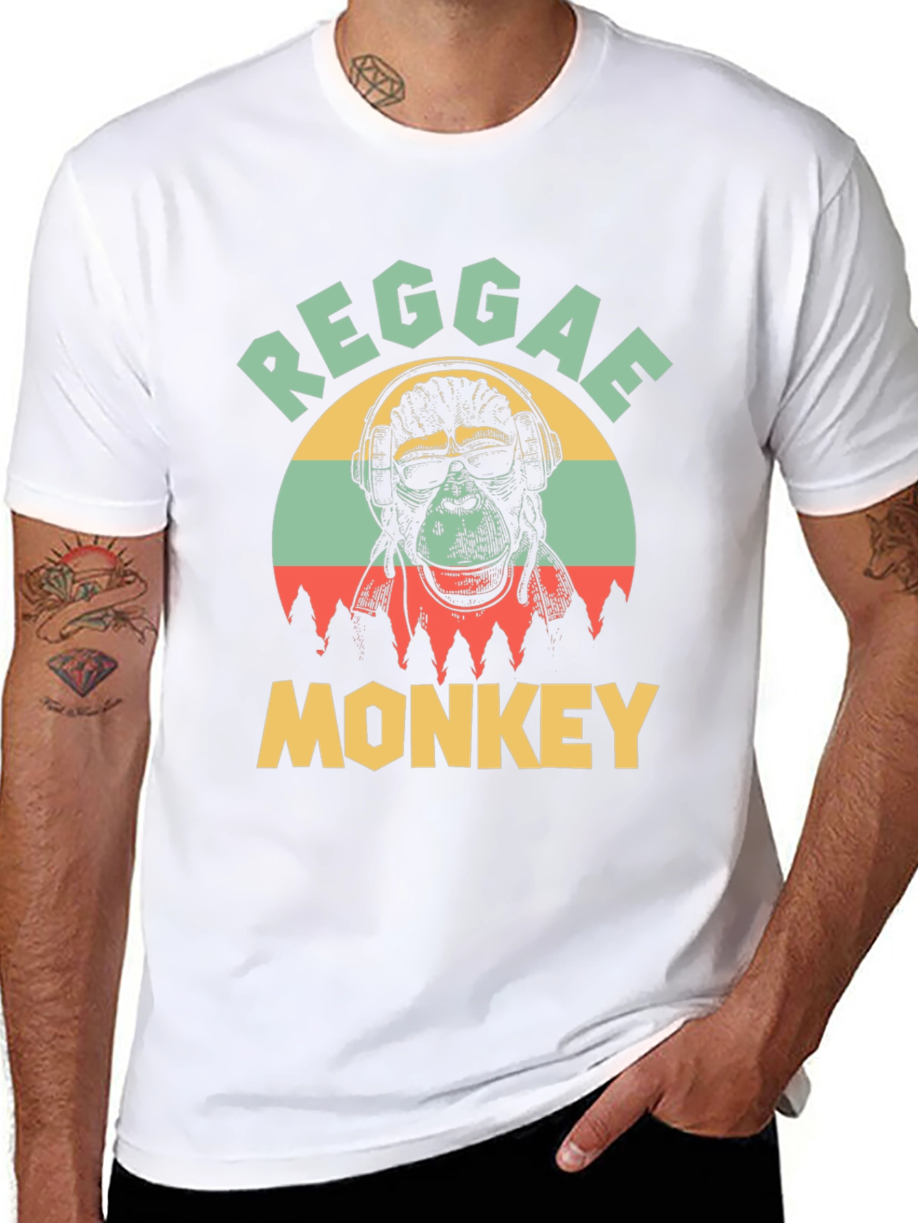 Reggae Monkey Graphic T-Shirt - Black