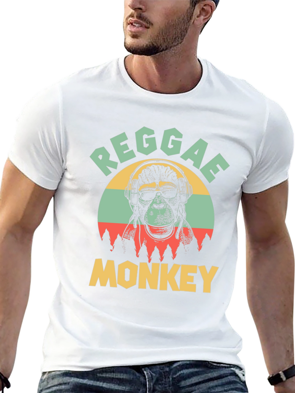 Reggae Monkey Graphic T-Shirt - Black