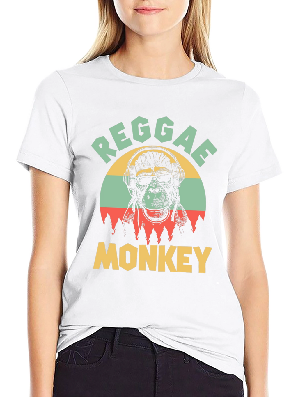 Reggae Monkey Graphic T-Shirt - Black