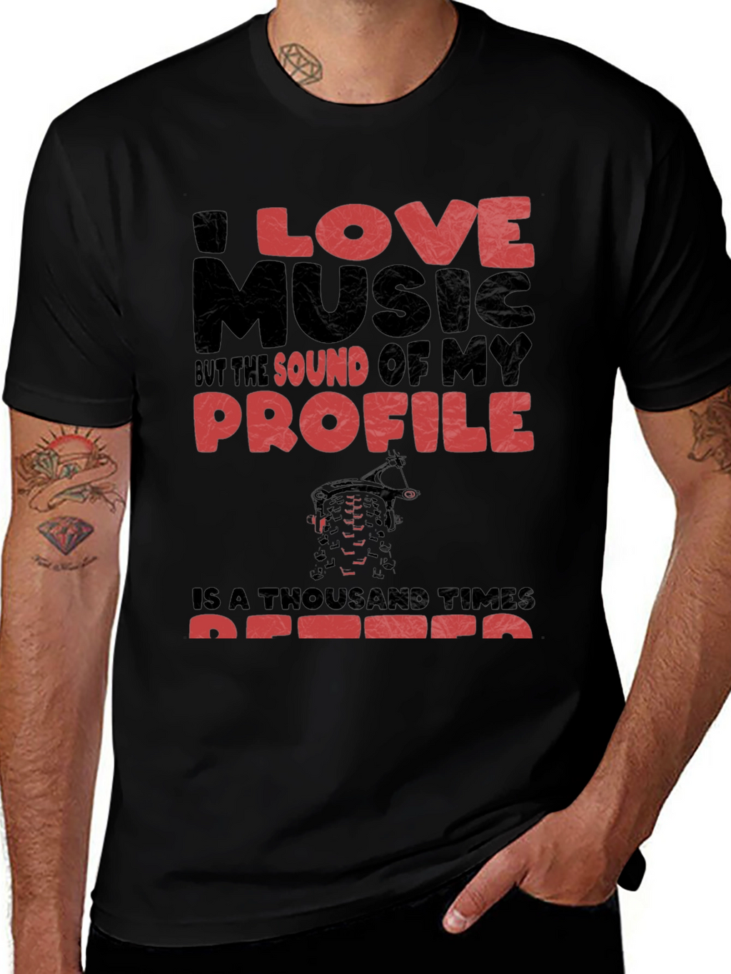 I Love Music Funny Mountain Biker T-Shirt