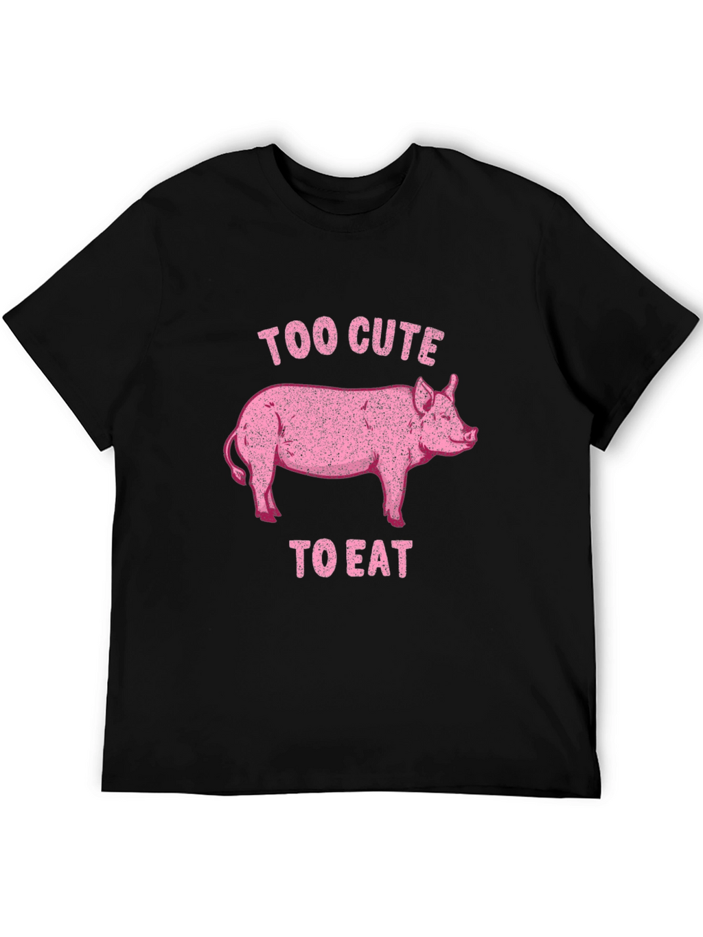 Too Cute to Eat Pig Graphic Black T-Shirt