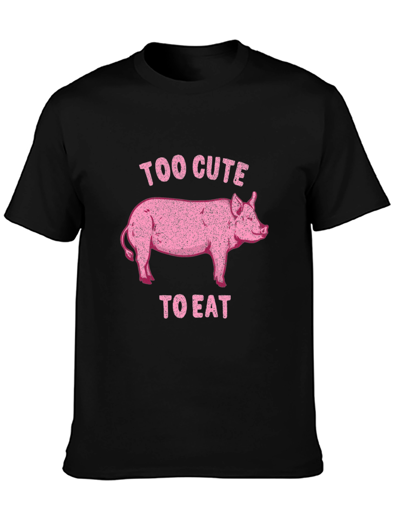 Too Cute to Eat Pig Graphic Black T-Shirt