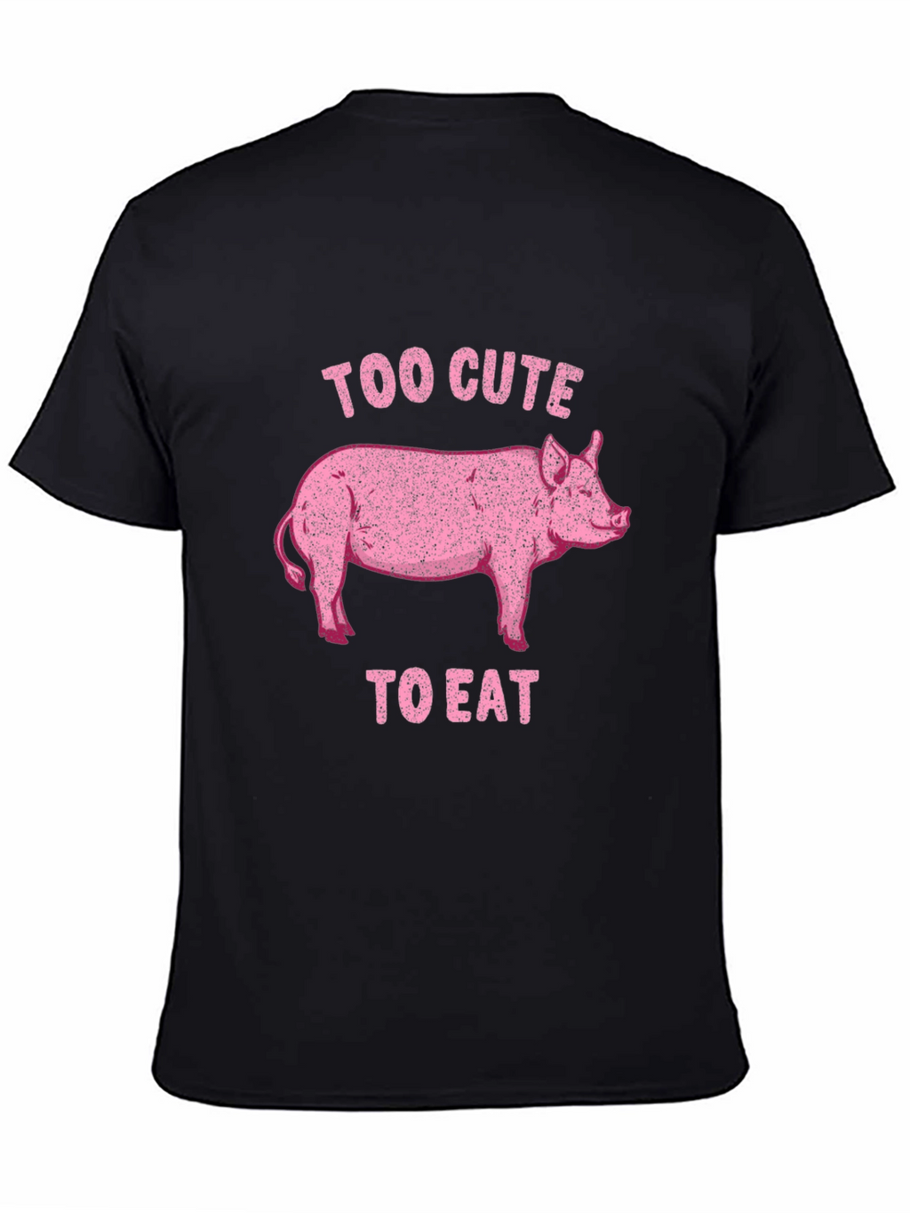 Too Cute to Eat Pig Graphic Black T-Shirt