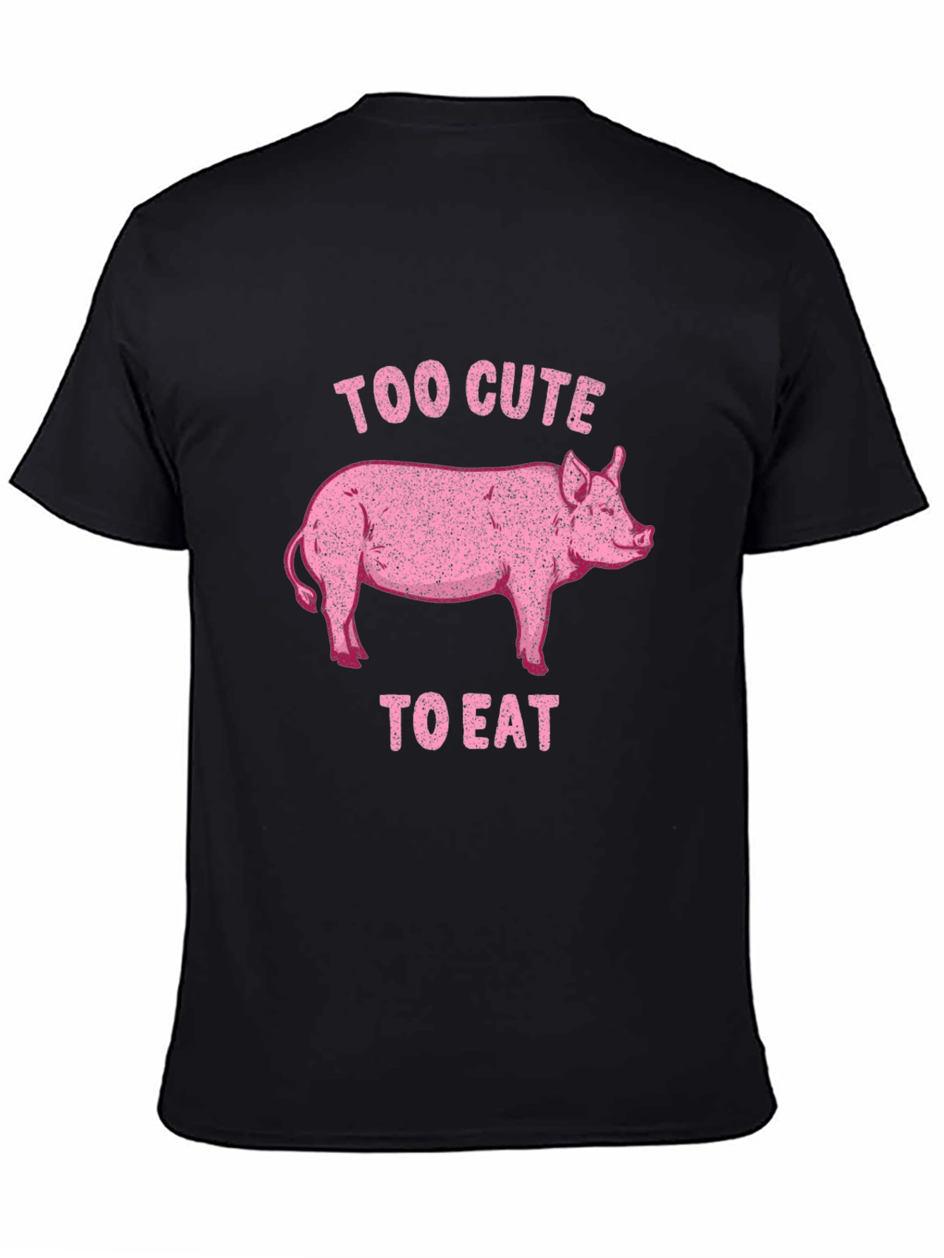 Too Cute to Eat Pig Graphic Black T-Shirt