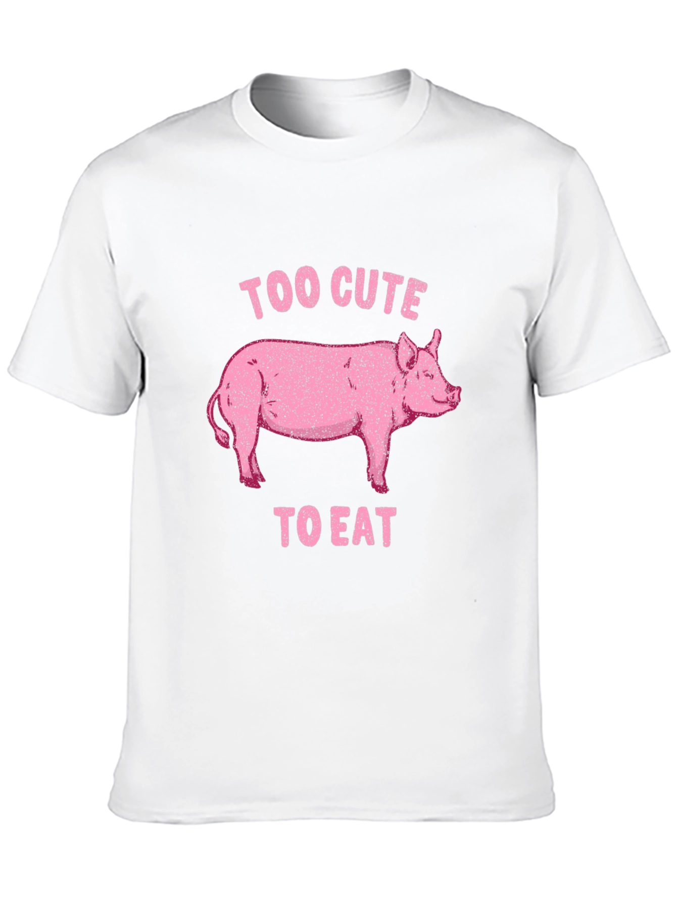 Too Cute to Eat Pig Graphic Black T-Shirt