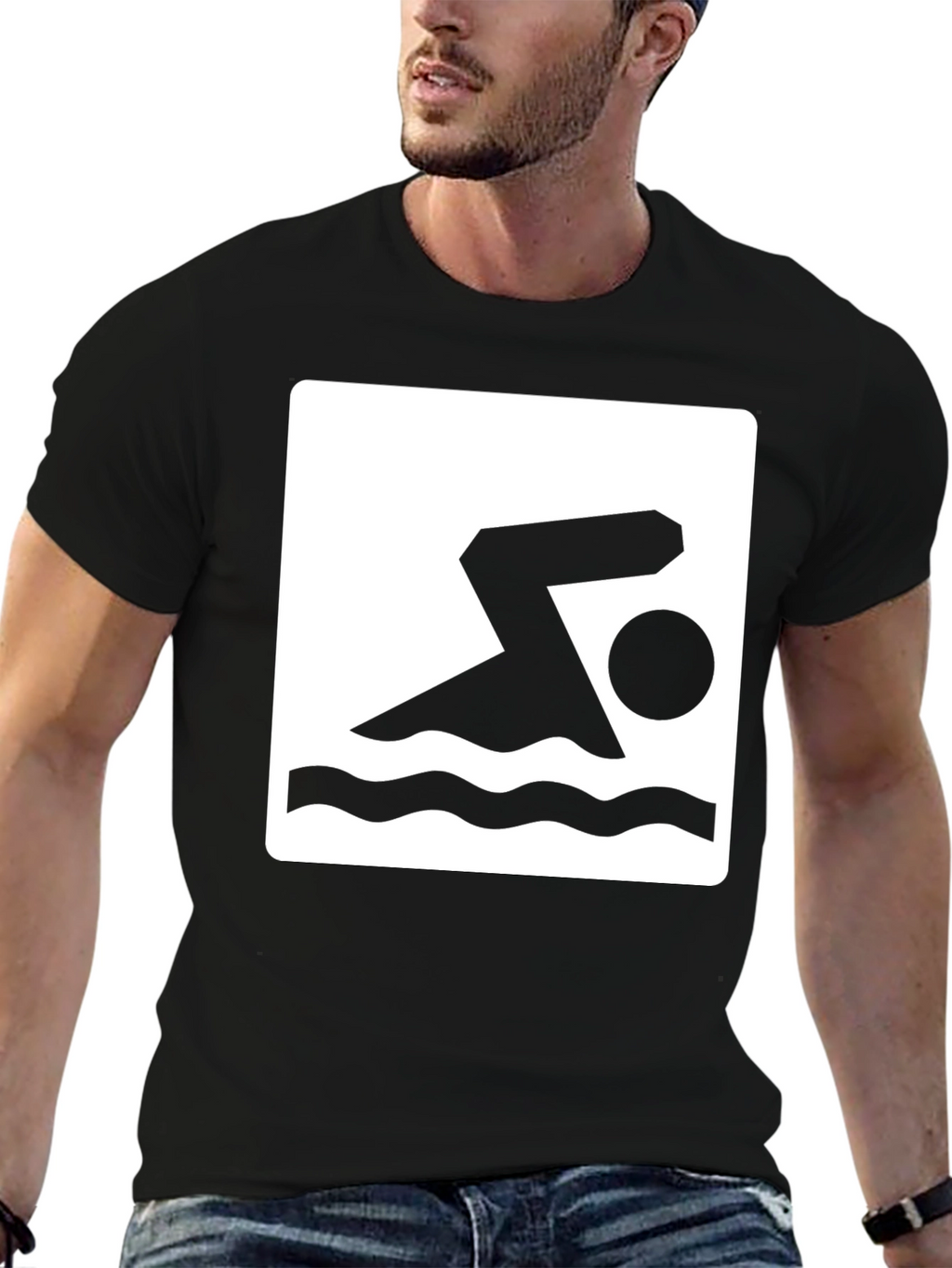 Swimmer Graphic Black T-Shirt