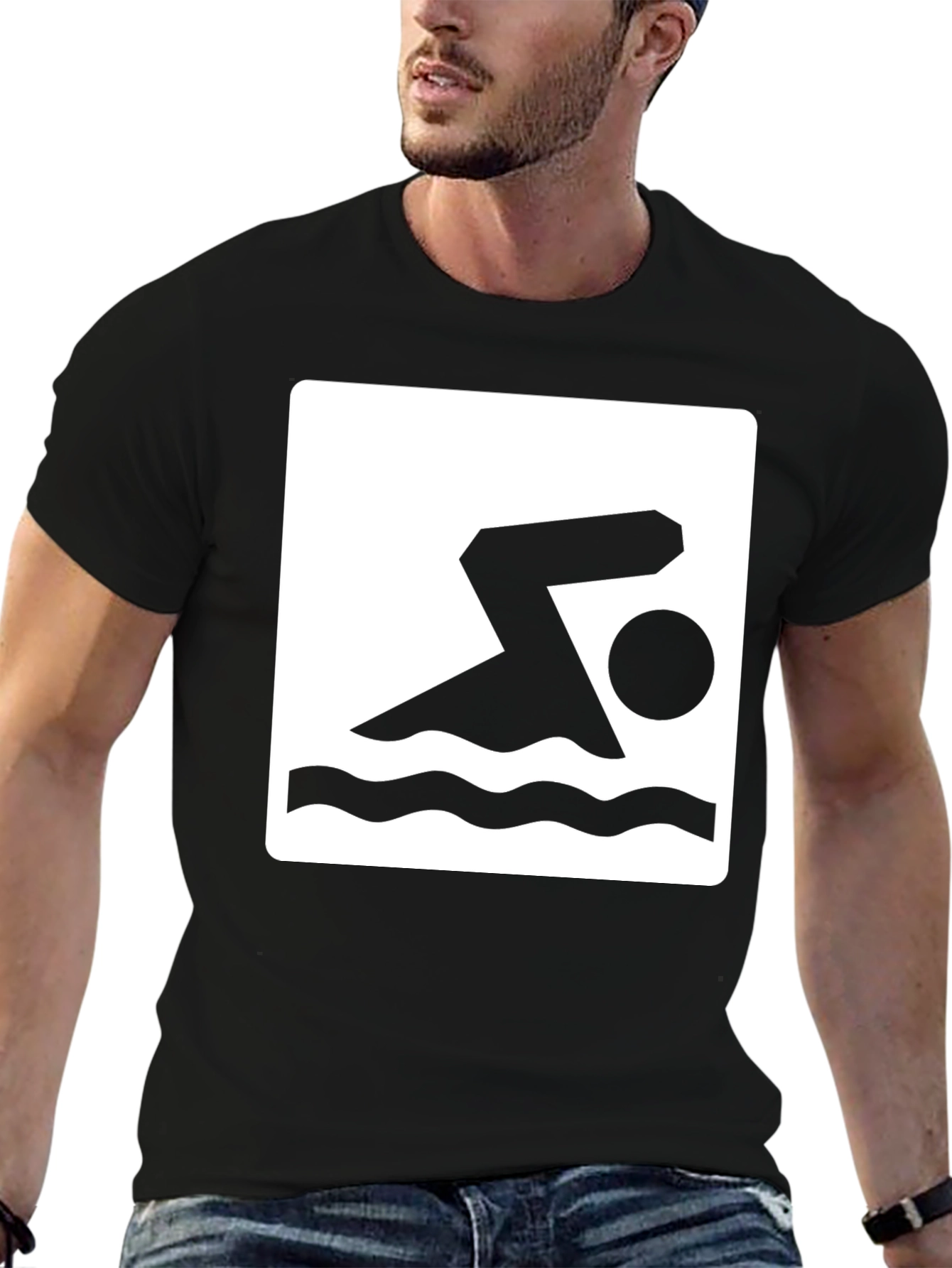 Swimmer Graphic Black T-Shirt