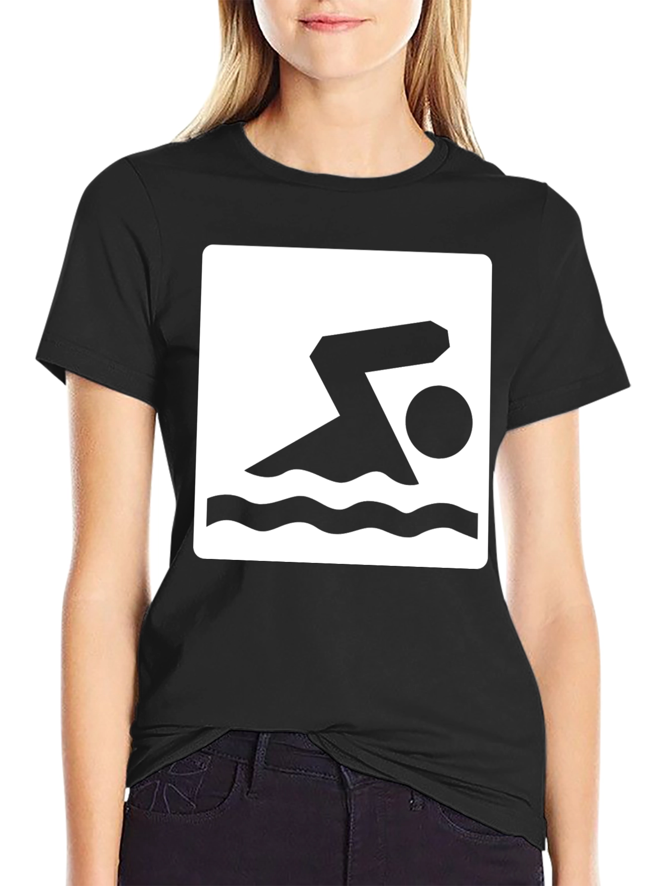 Swimmer Graphic Black T-Shirt