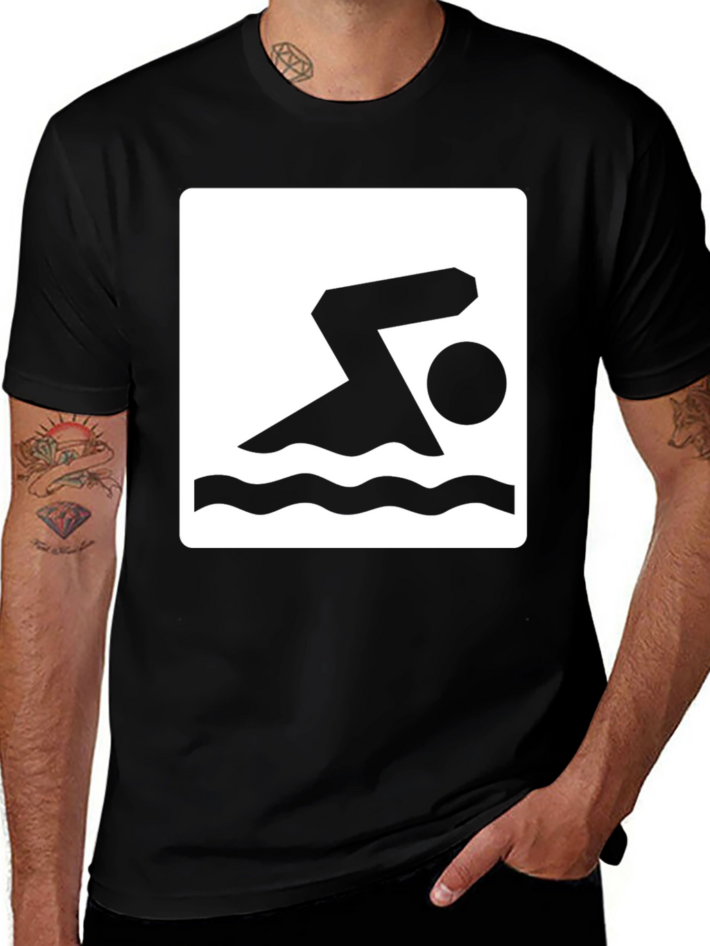 Swimmer Graphic Black T-Shirt
