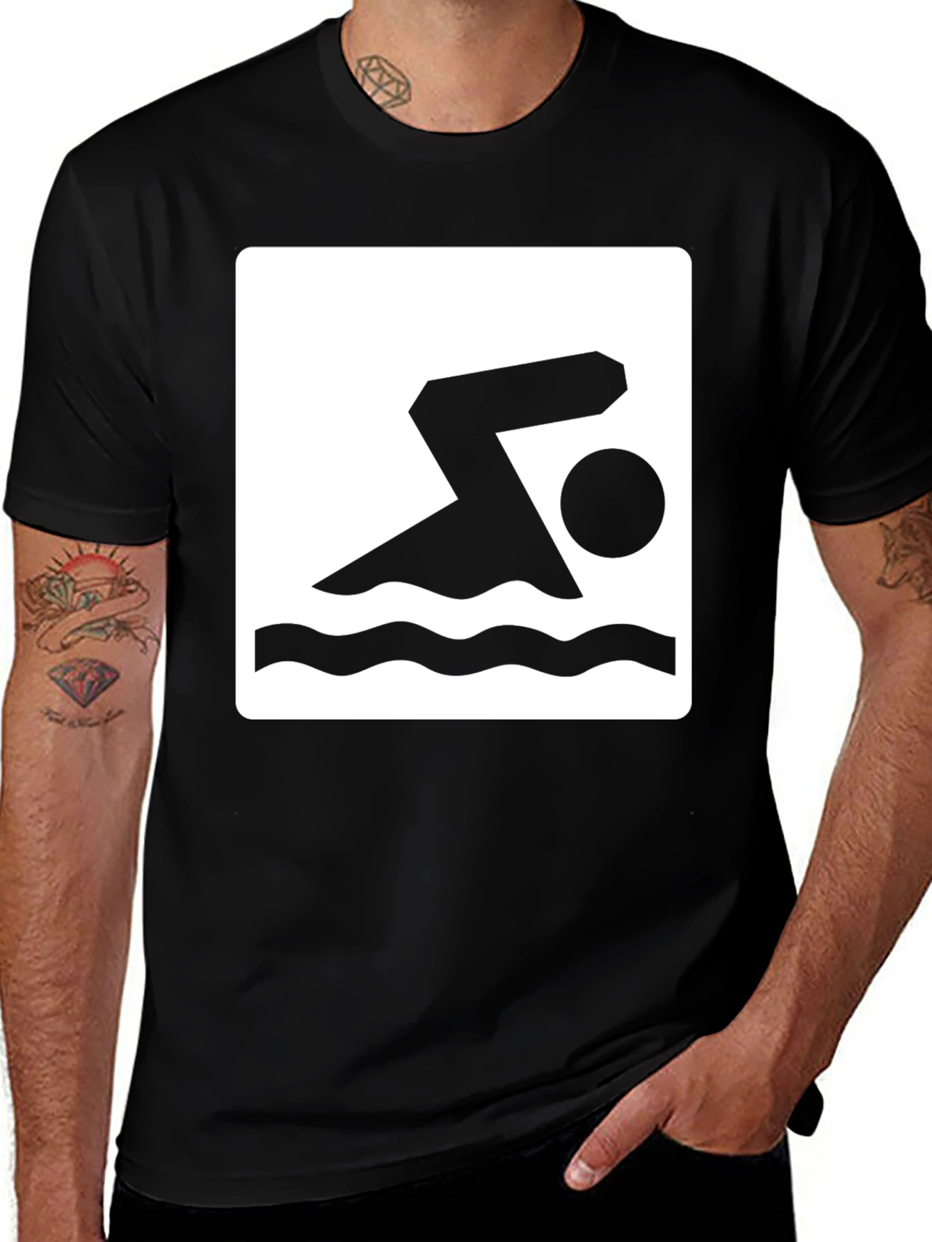 Swimmer Graphic Black T-Shirt