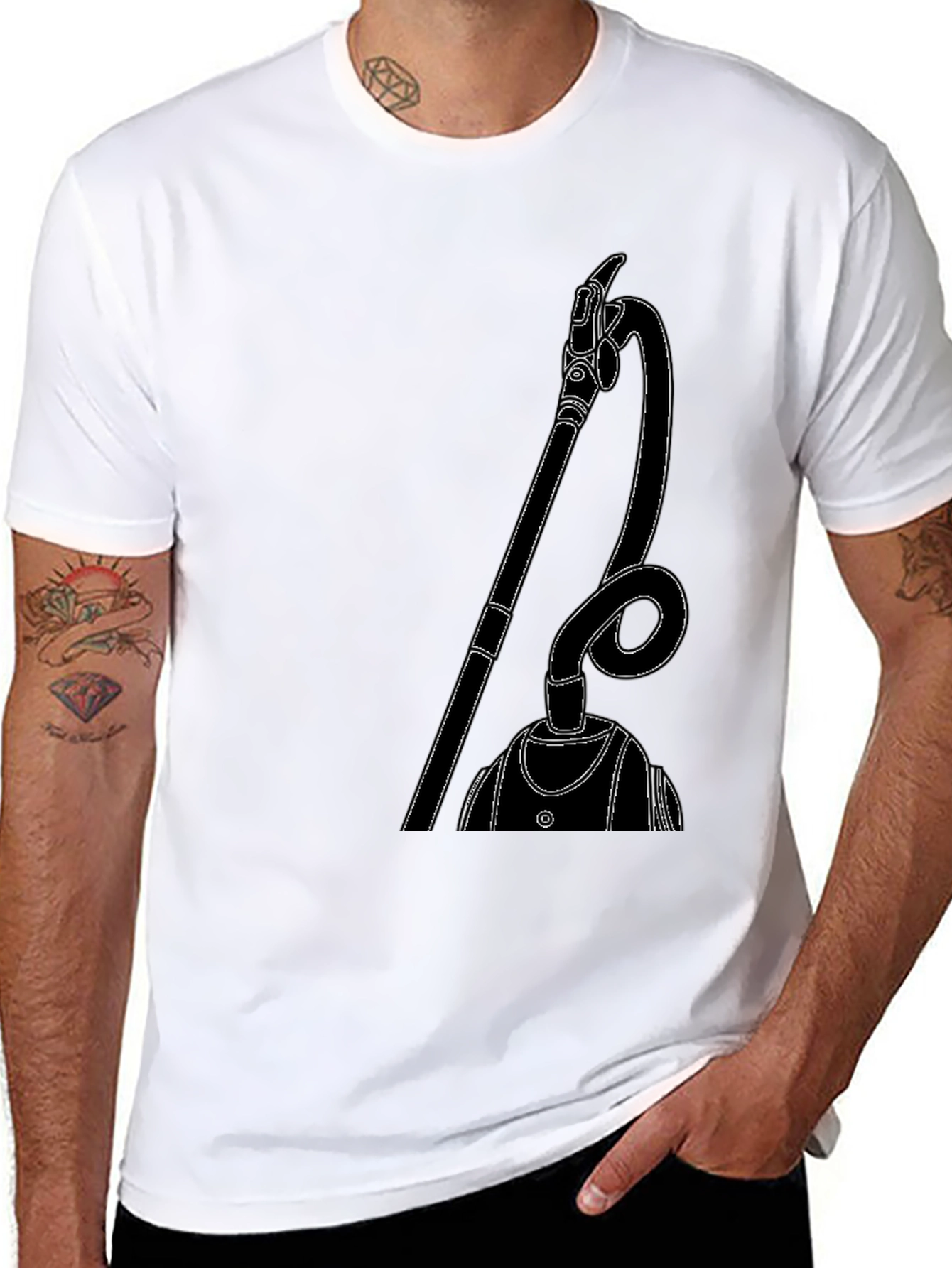 Modern Vacuum Cleaner Graphic Tee - Black