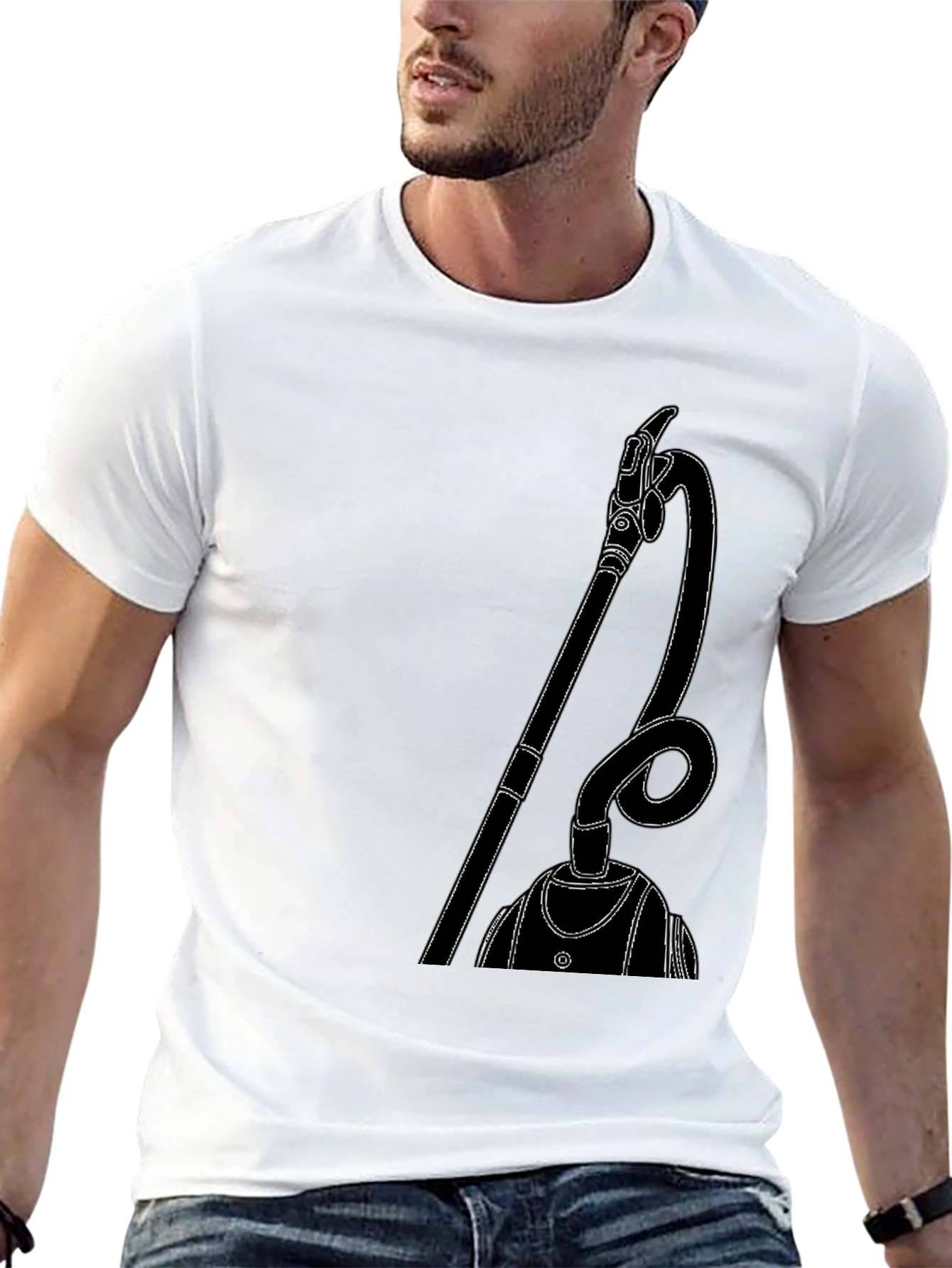 Modern Vacuum Cleaner Graphic Tee - Black