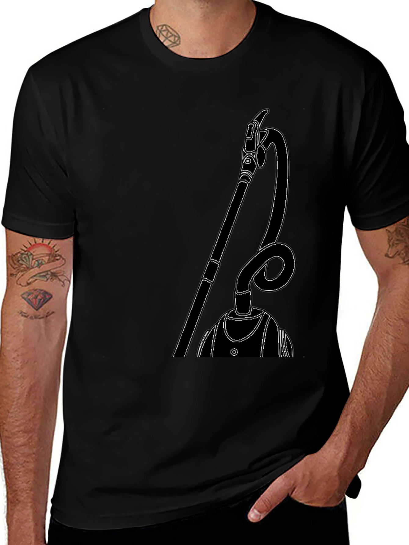 Modern Vacuum Cleaner Graphic Tee - Black