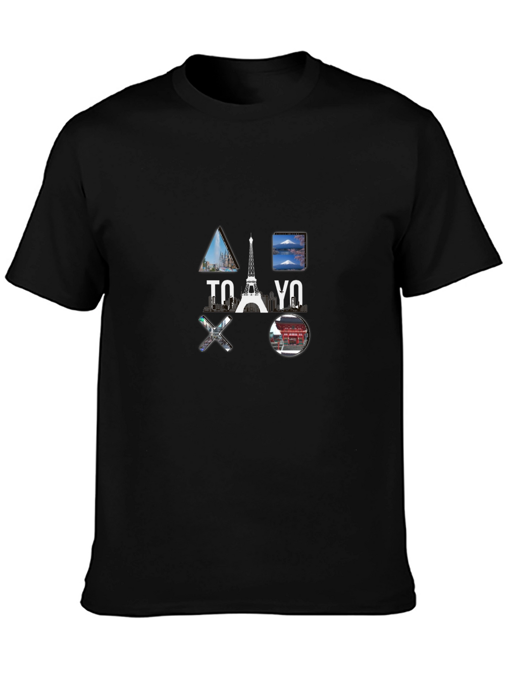 Tokyo Paris T-Shirt Black Cotton Graphic Tee