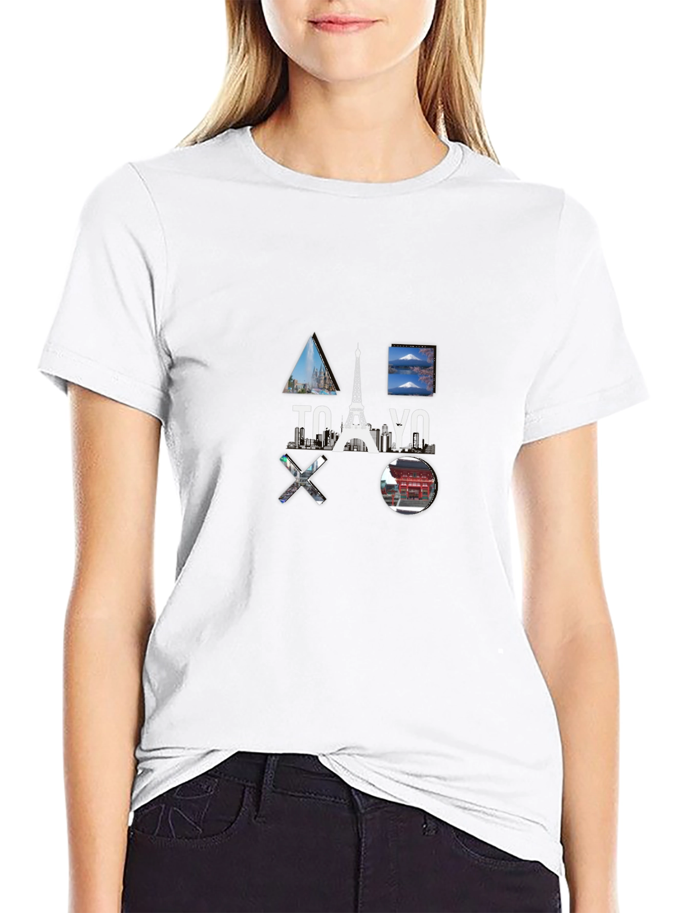 Tokyo Paris T-Shirt Black Cotton Graphic Tee