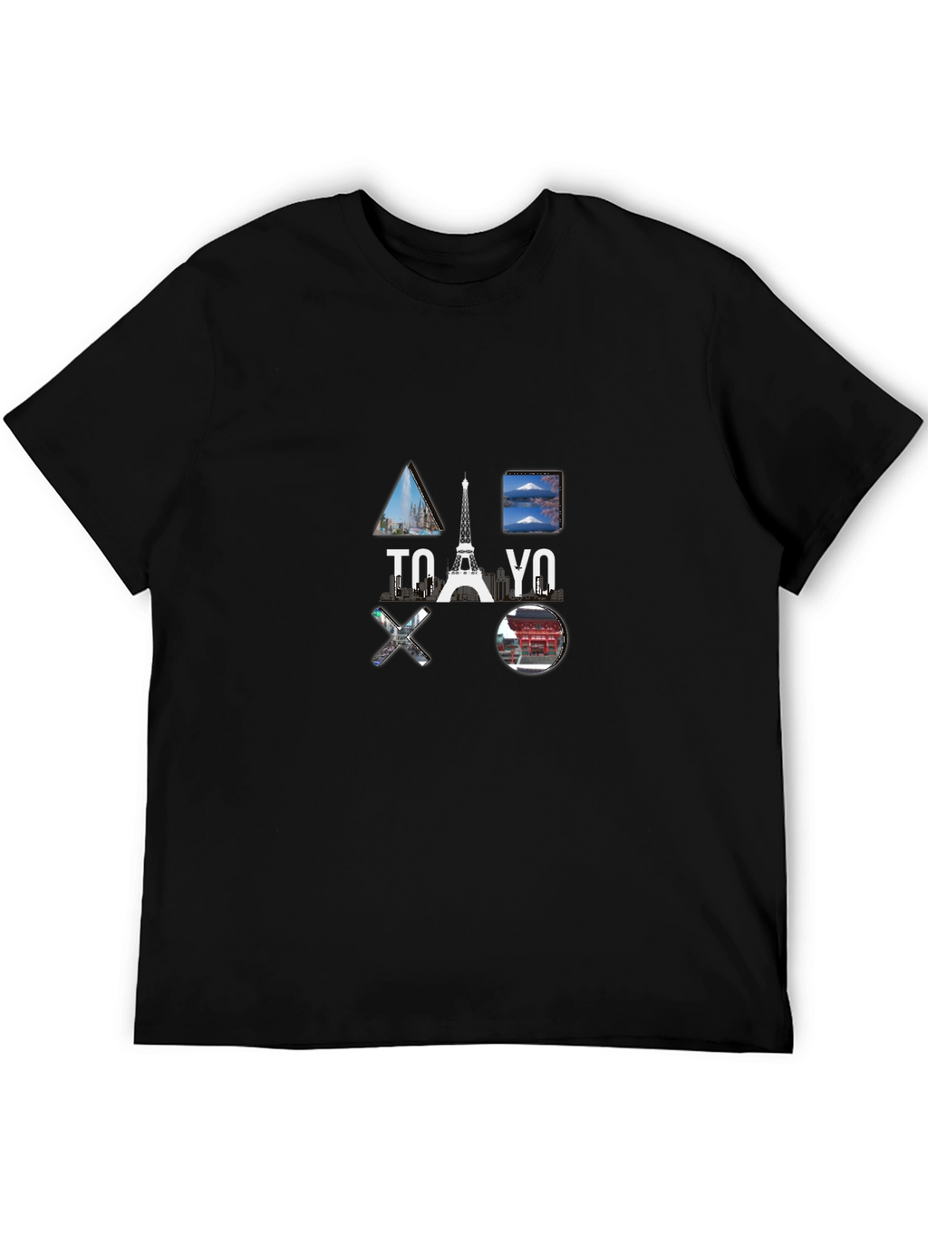 Tokyo Paris T-Shirt Black Cotton Graphic Tee