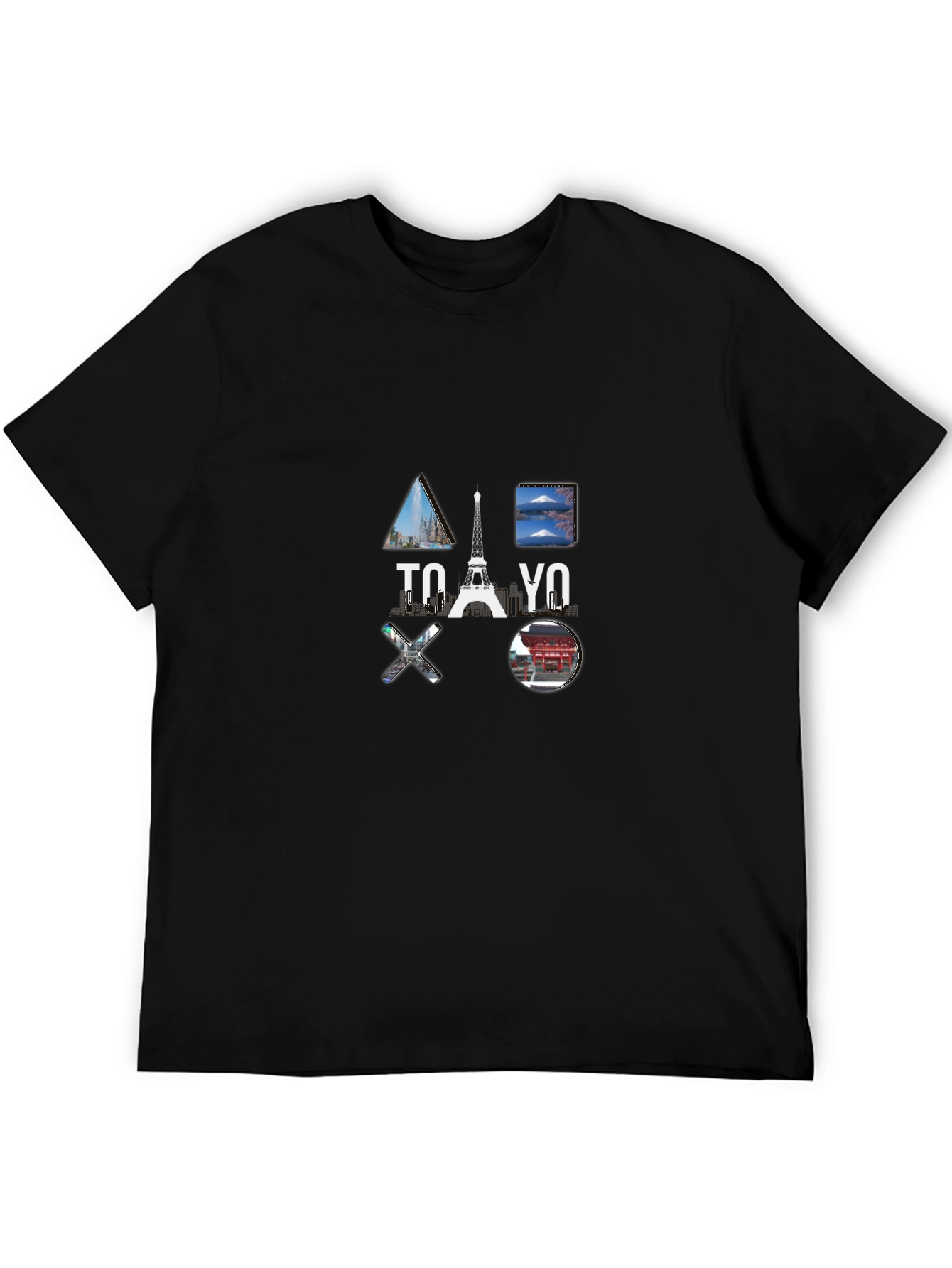 Tokyo Paris T-Shirt Black Cotton Graphic Tee