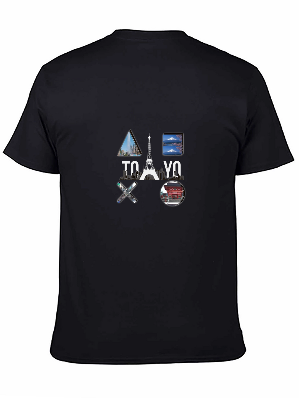 Tokyo Paris T-Shirt Black Cotton Graphic Tee