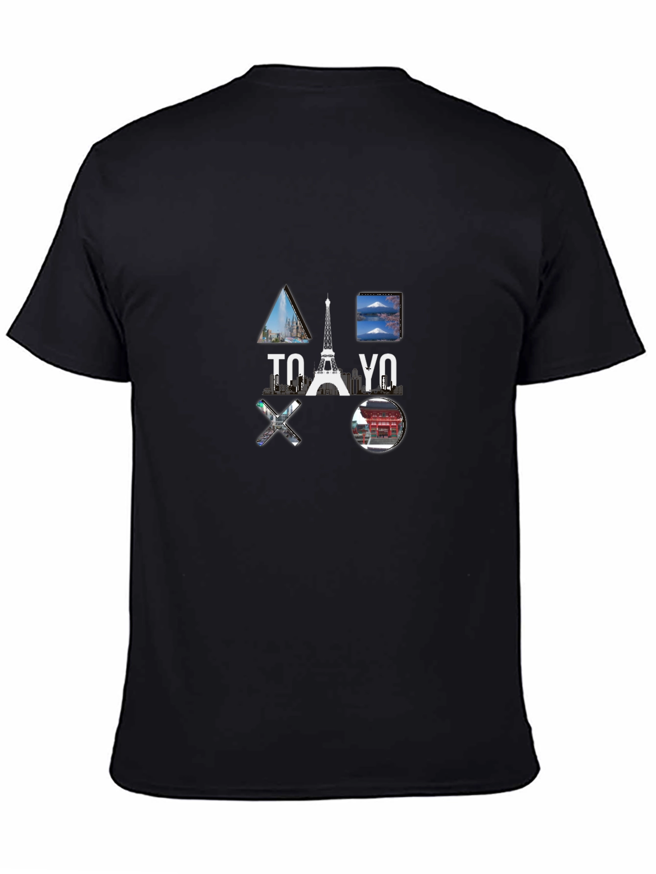 Tokyo Paris T-Shirt Black Cotton Graphic Tee