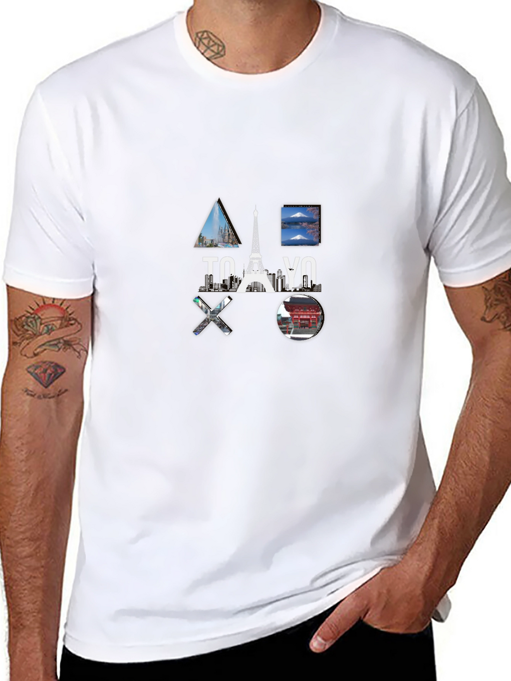 Tokyo Paris T-Shirt Black Cotton Graphic Tee