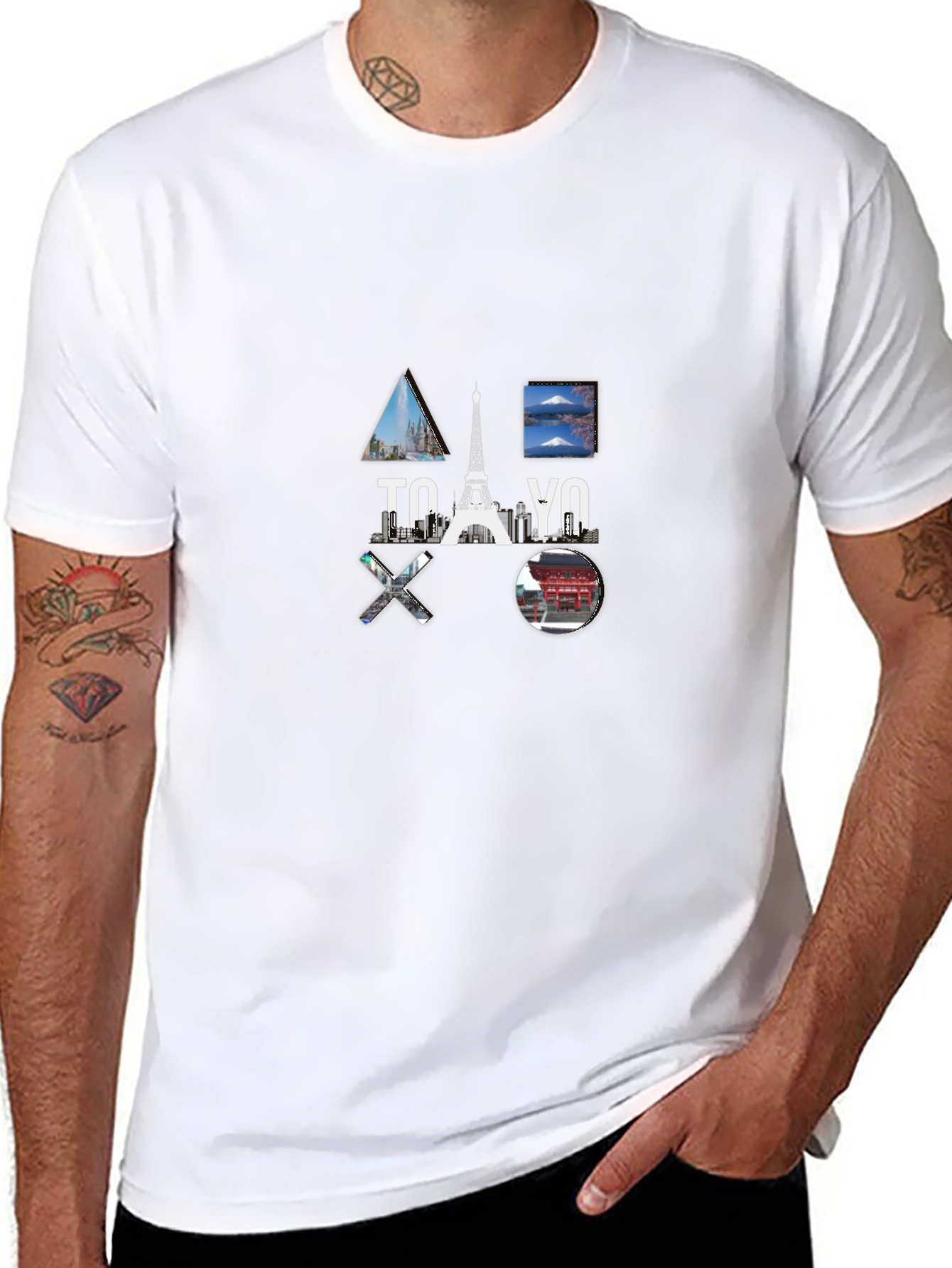 Tokyo Paris T-Shirt Black Cotton Graphic Tee