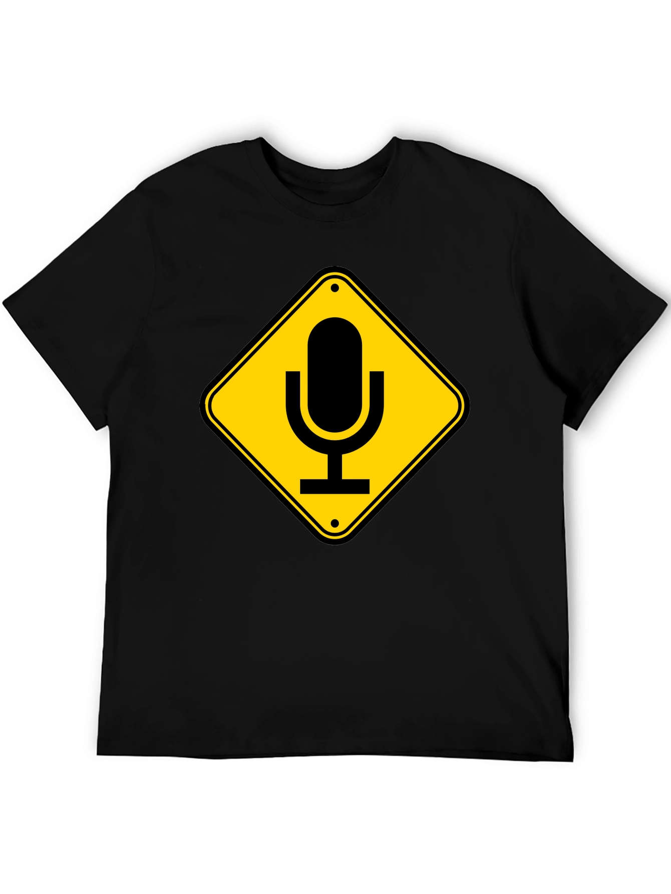 Mic Crossing Sign Black Graphic T-Shirt