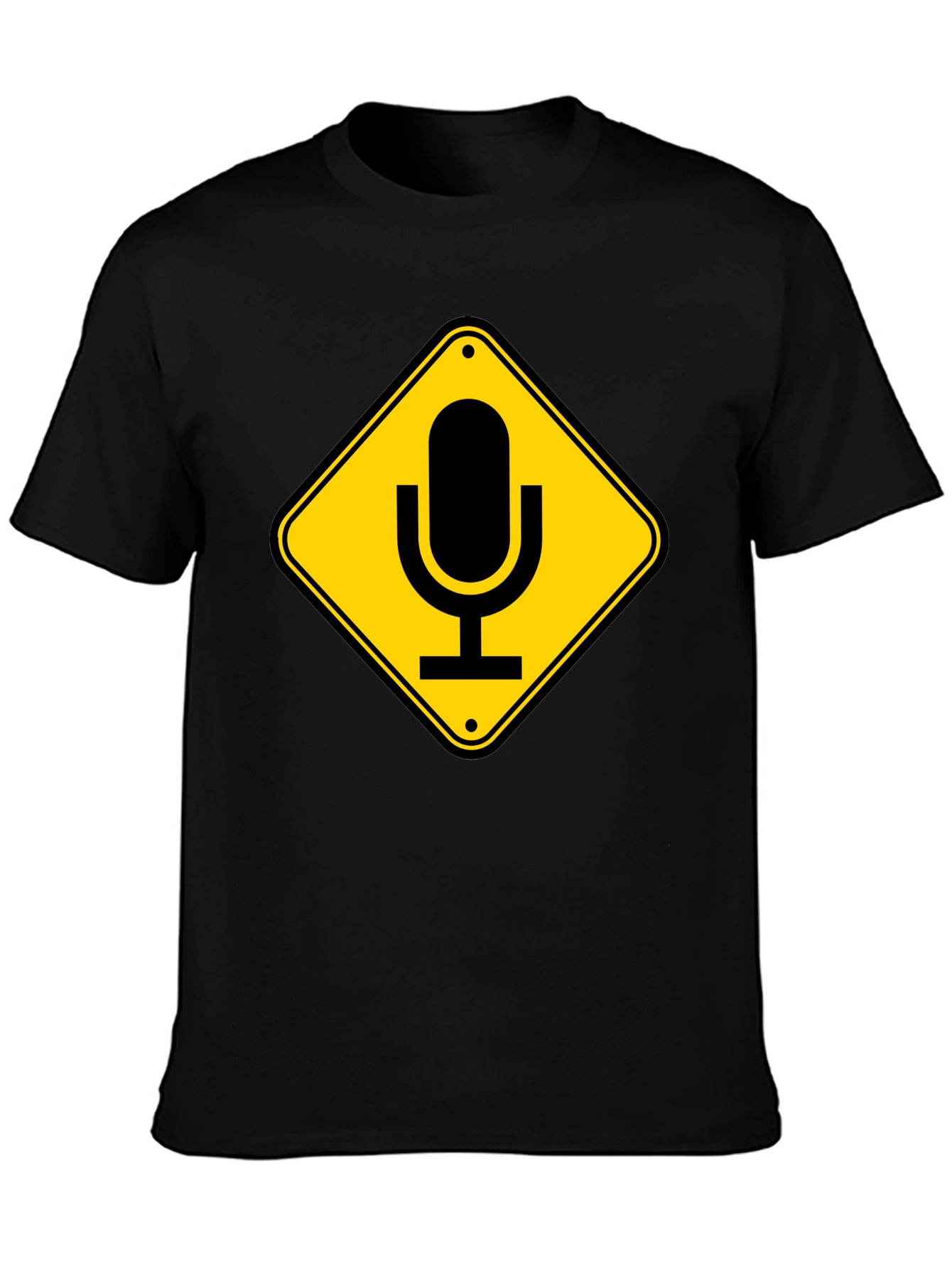 Mic Crossing Sign Black Graphic T-Shirt