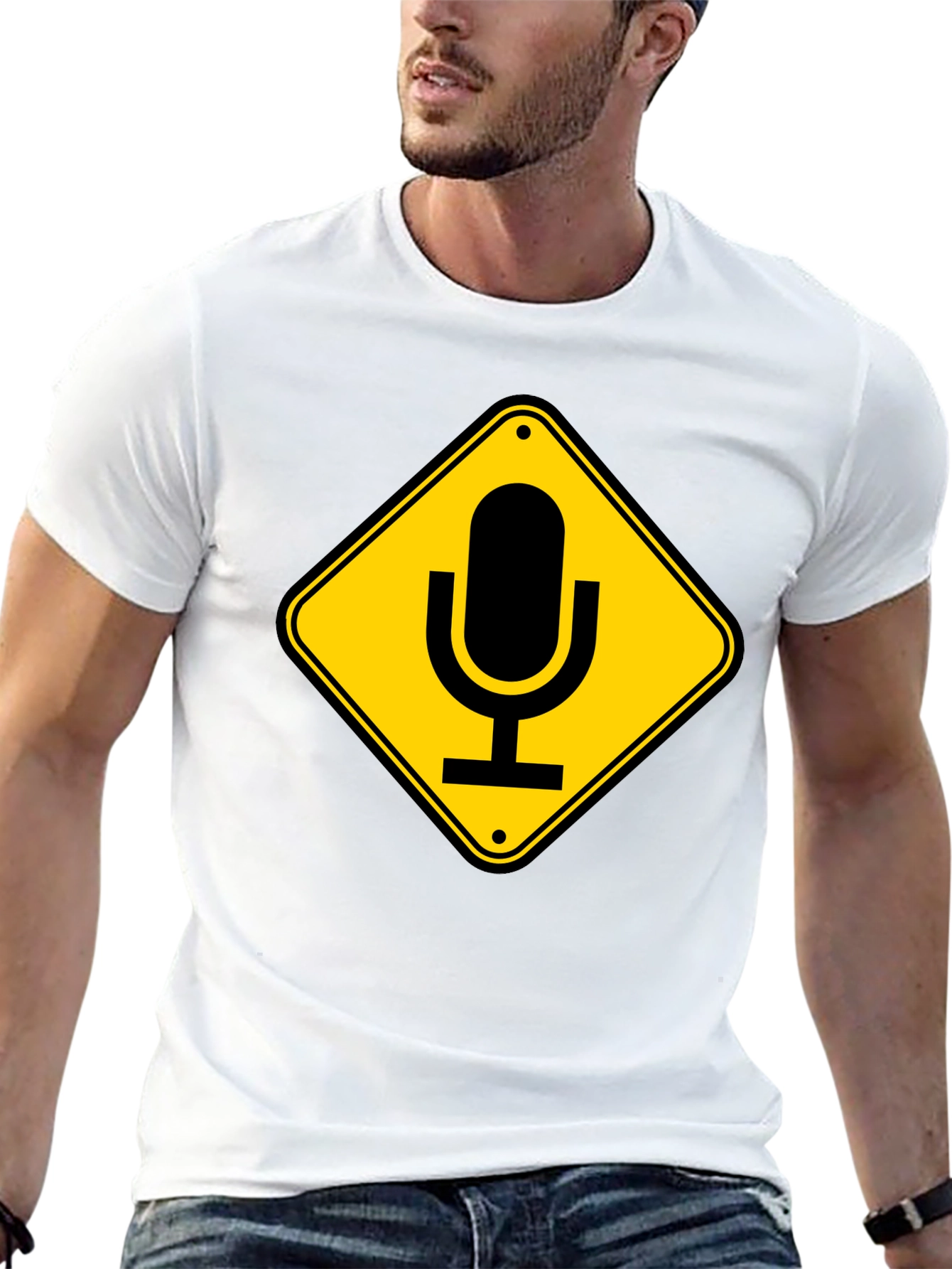 Mic Crossing Sign Black Graphic T-Shirt