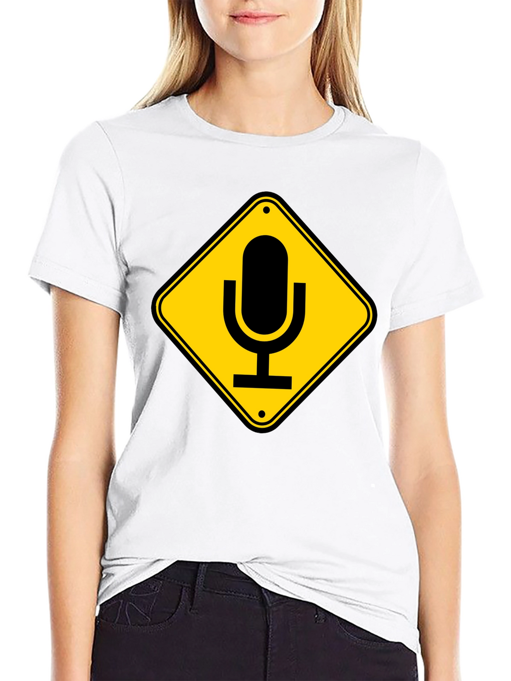 Mic Crossing Sign Black Graphic T-Shirt