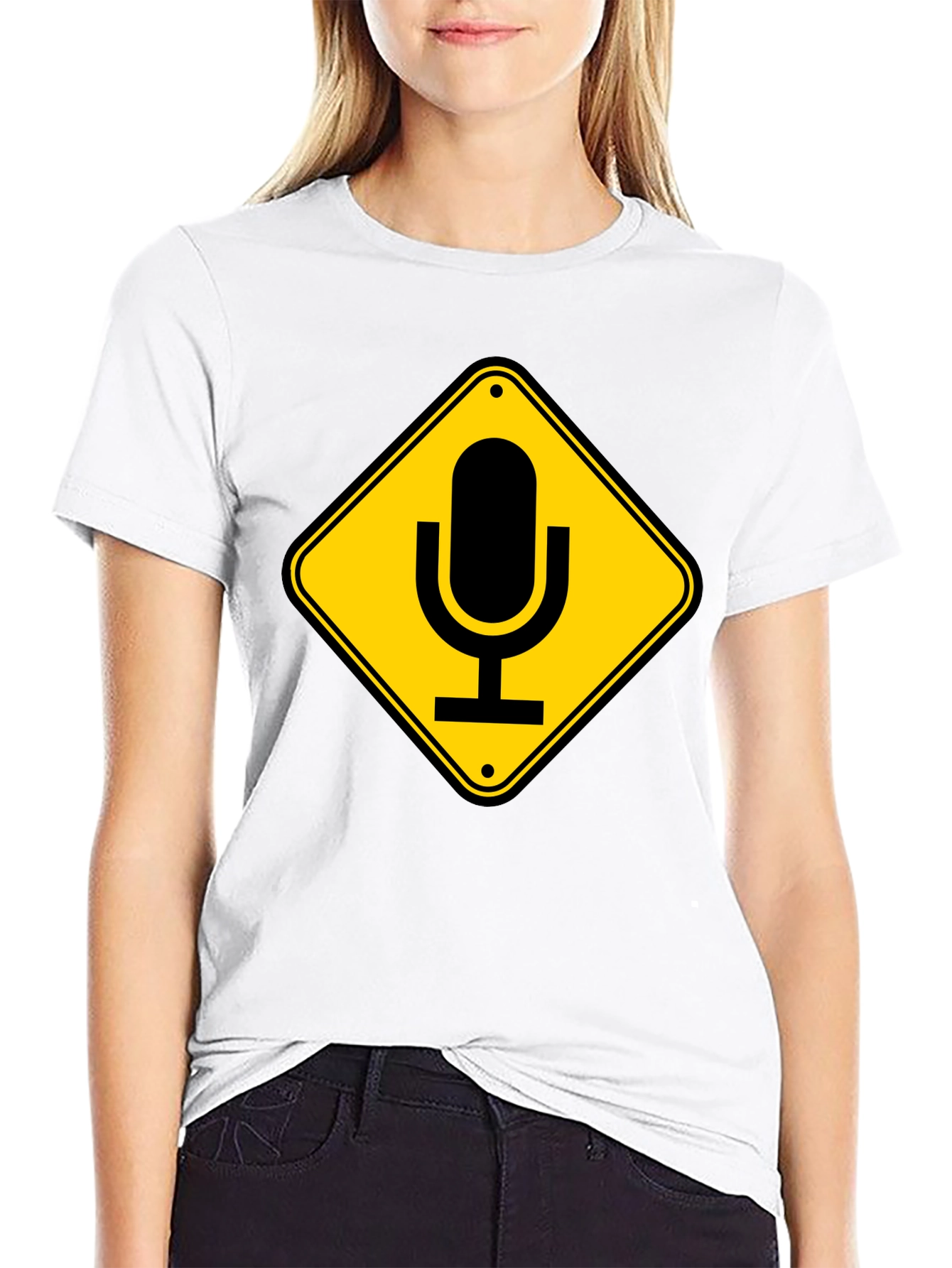 Mic Crossing Sign Black Graphic T-Shirt