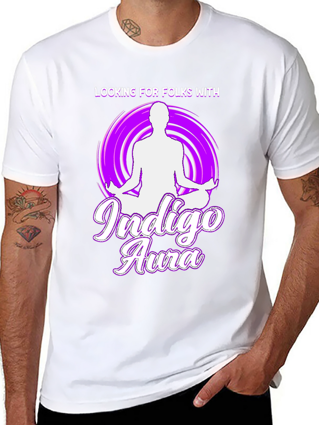 Indigo Aura T-Shirt - Meditating Design